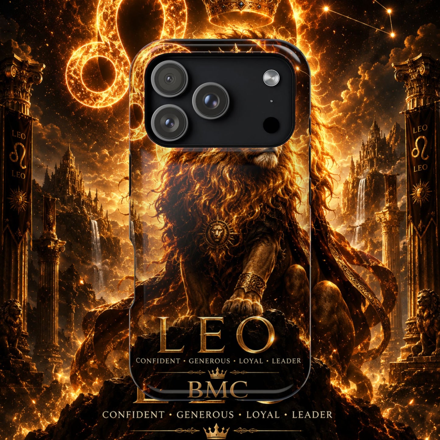 "Funda Magnética Reforzada ♌ Leo — Soberano del fuego eterno"