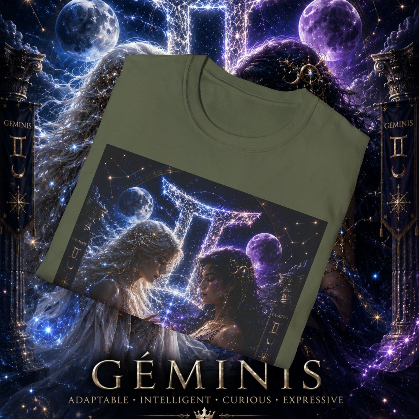 "Camiseta ♊ Géminis M — Reflejo del alma dividida"