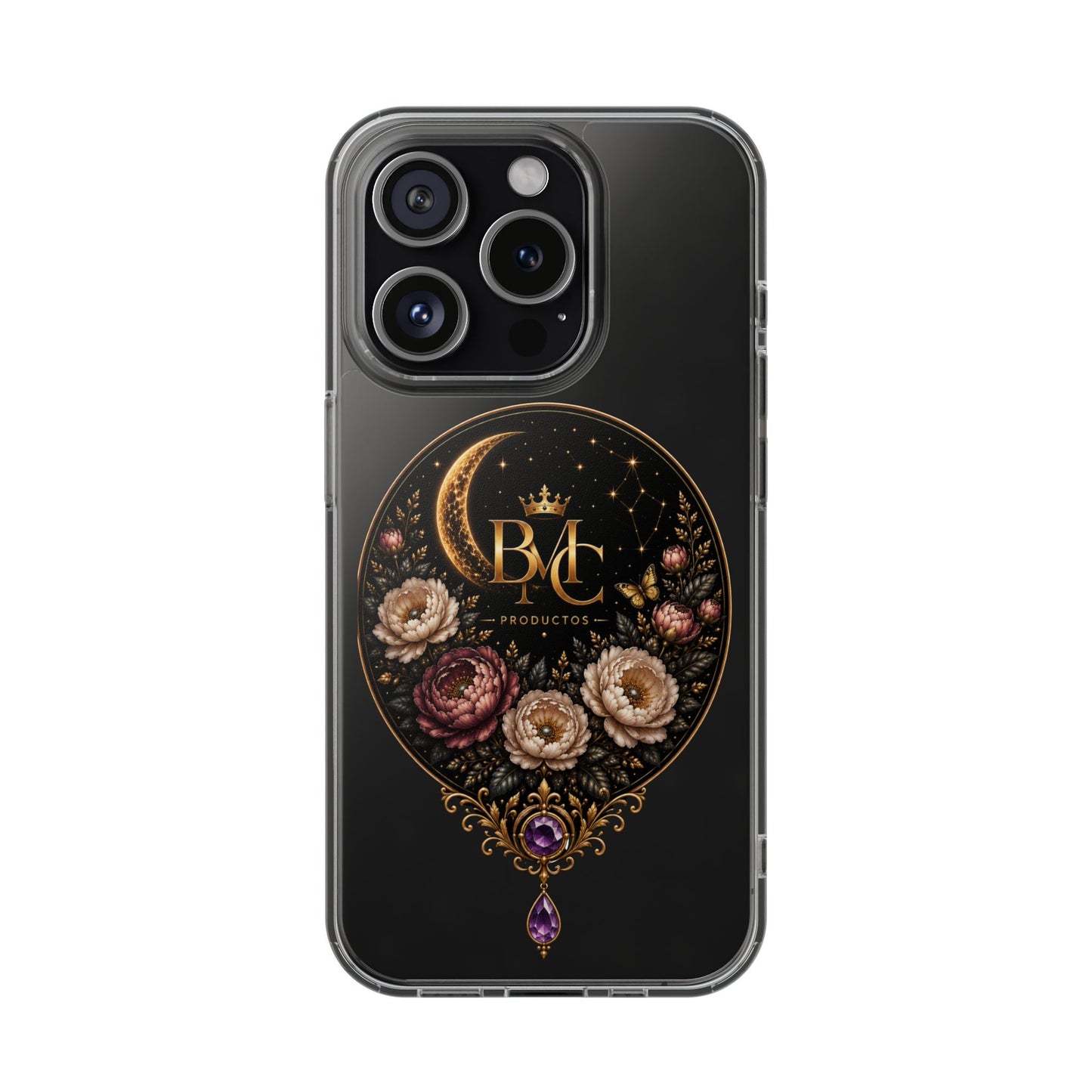 🌙 Moon & Bloom | Funda Magnética Transparente para iPhone