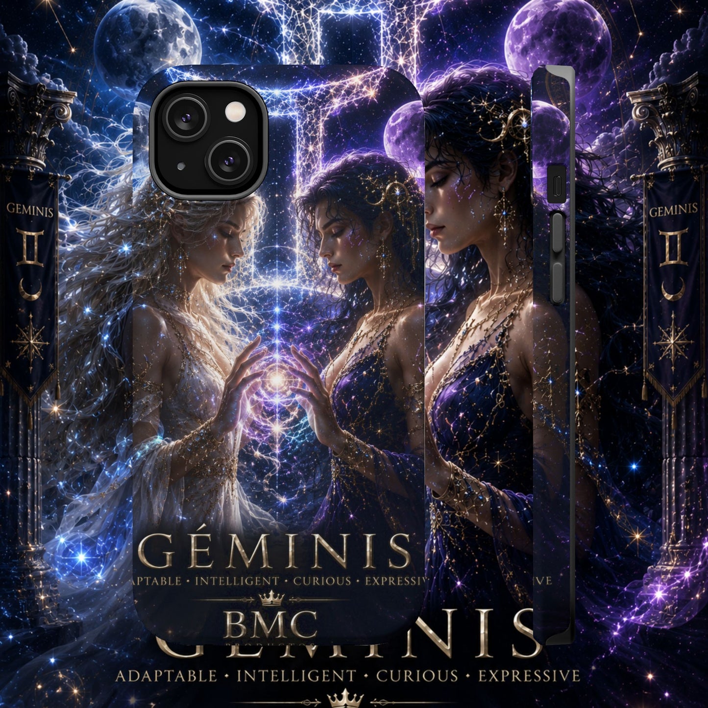 "Funda Magnética Reforzada♊ Géminis M— Reflejo del alma dividida"