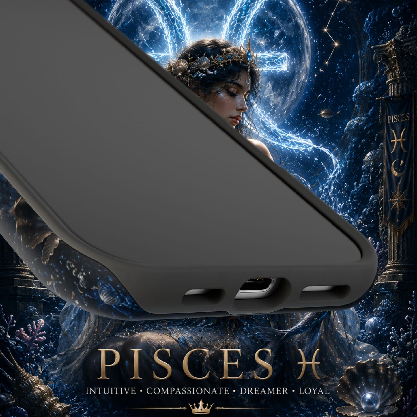 "Funda Magnética Reforzada Piscis M— La Guardiana de las Profundidades"