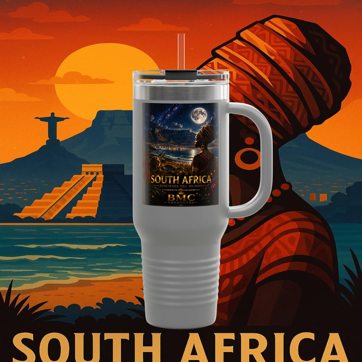 "taza de Viaje Aislada Sudáfrica 🌍 – Un mundo de aventuras y diversidad"