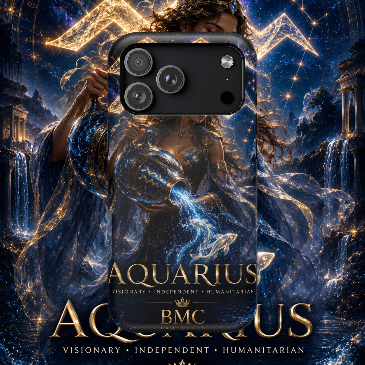 "Funda Magnética Reforzada♒ ACUARIO M– La Visionaria del Cielo y el Agua"