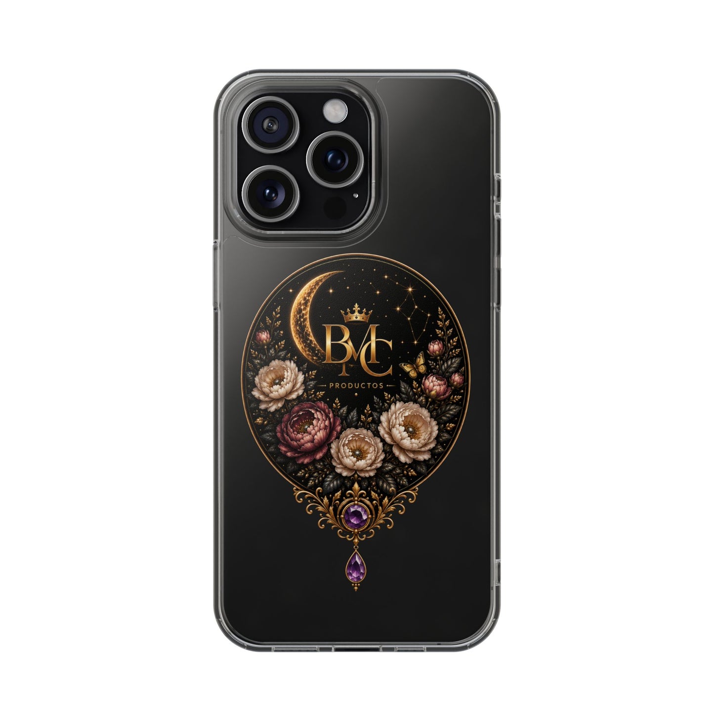🌙 Moon & Bloom | Funda Magnética Transparente para iPhone