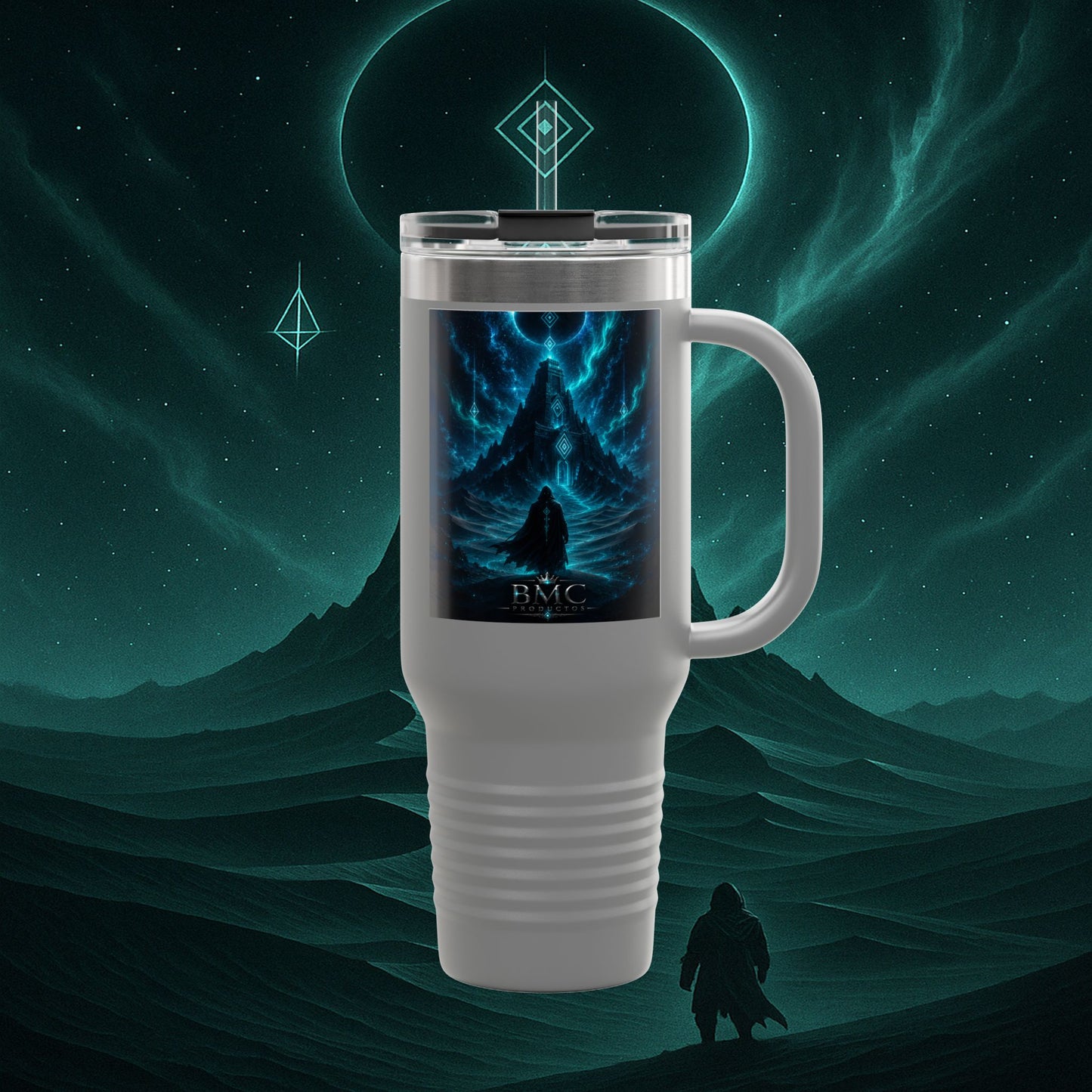 "Taza de viaje aislada🪐Templo del Cosmos"