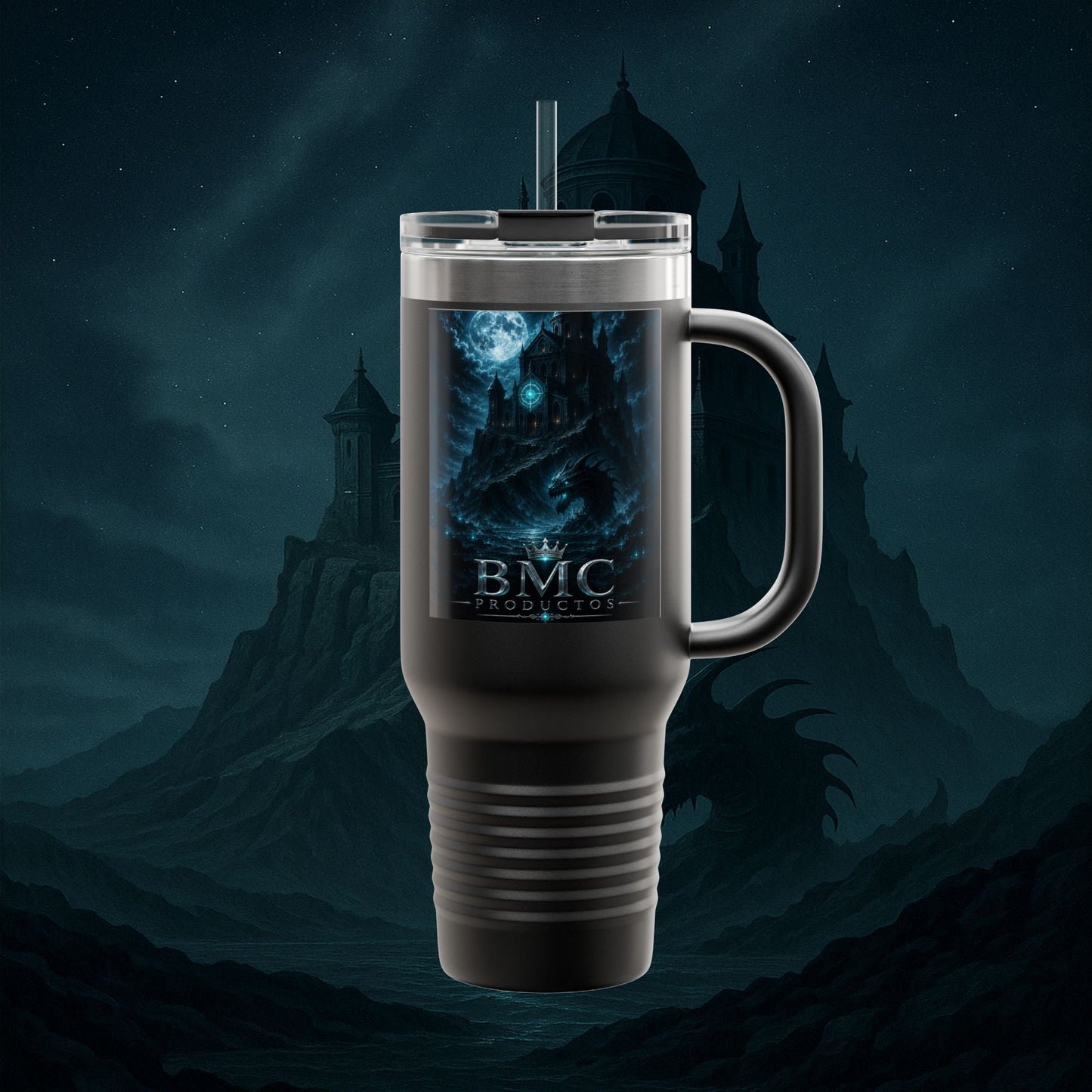 "Taza de viaje aislada 🏛️Fortaleza del Olvido"