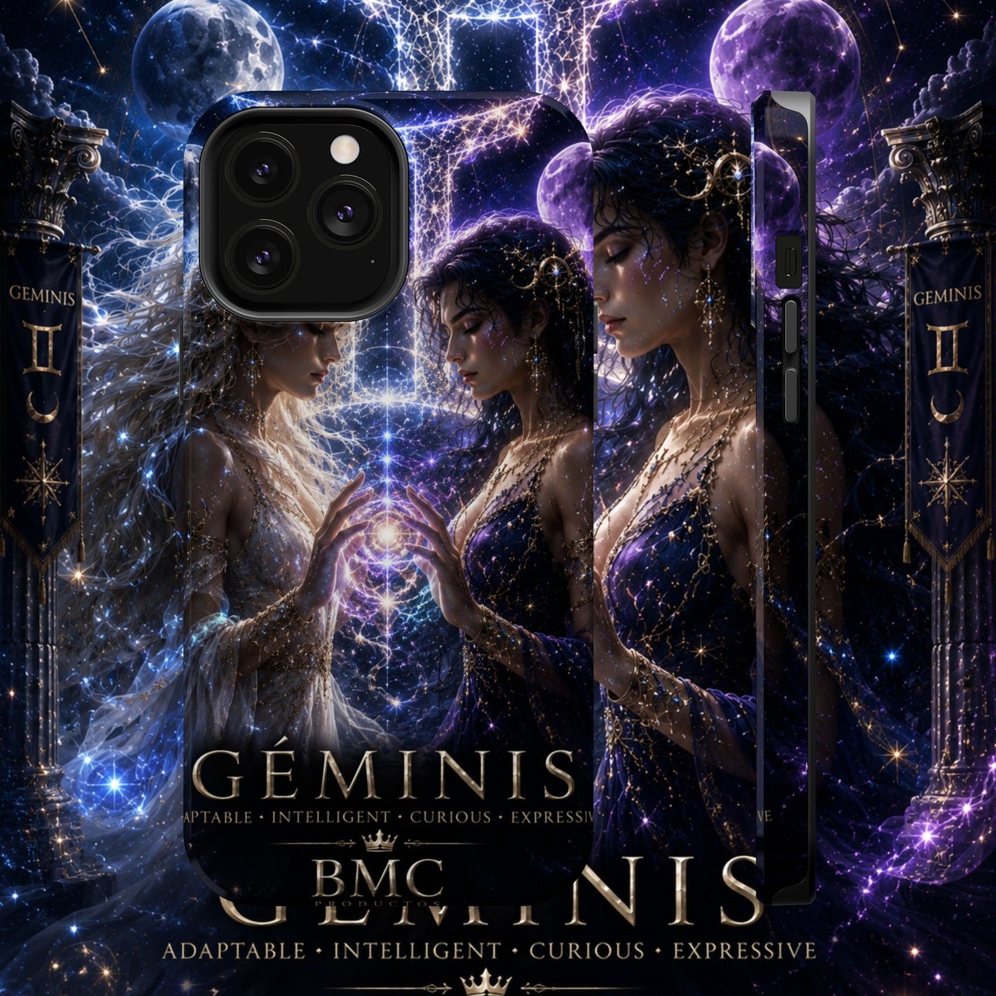 "Funda Magnética Reforzada♊ Géminis M— Reflejo del alma dividida"