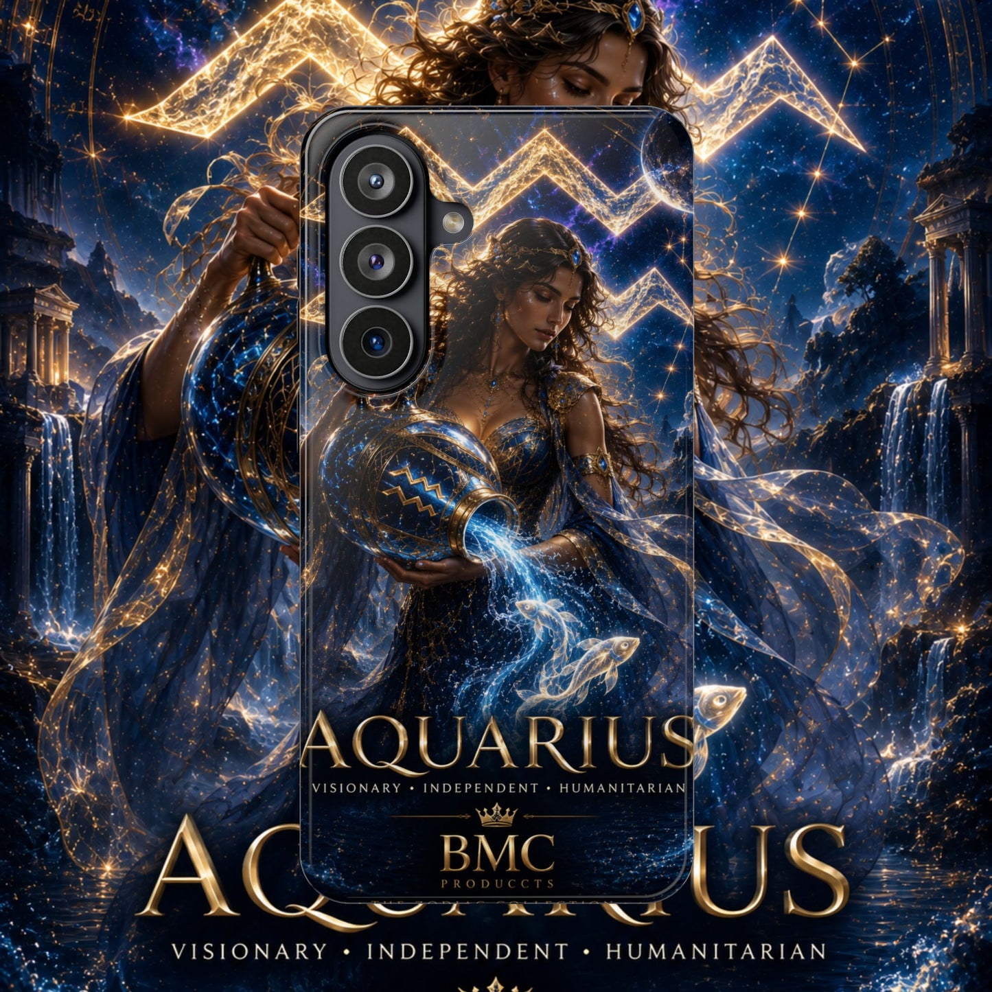 "Funda Magnética Reforzada♒ ACUARIO M– La Visionaria del Cielo y el Agua"