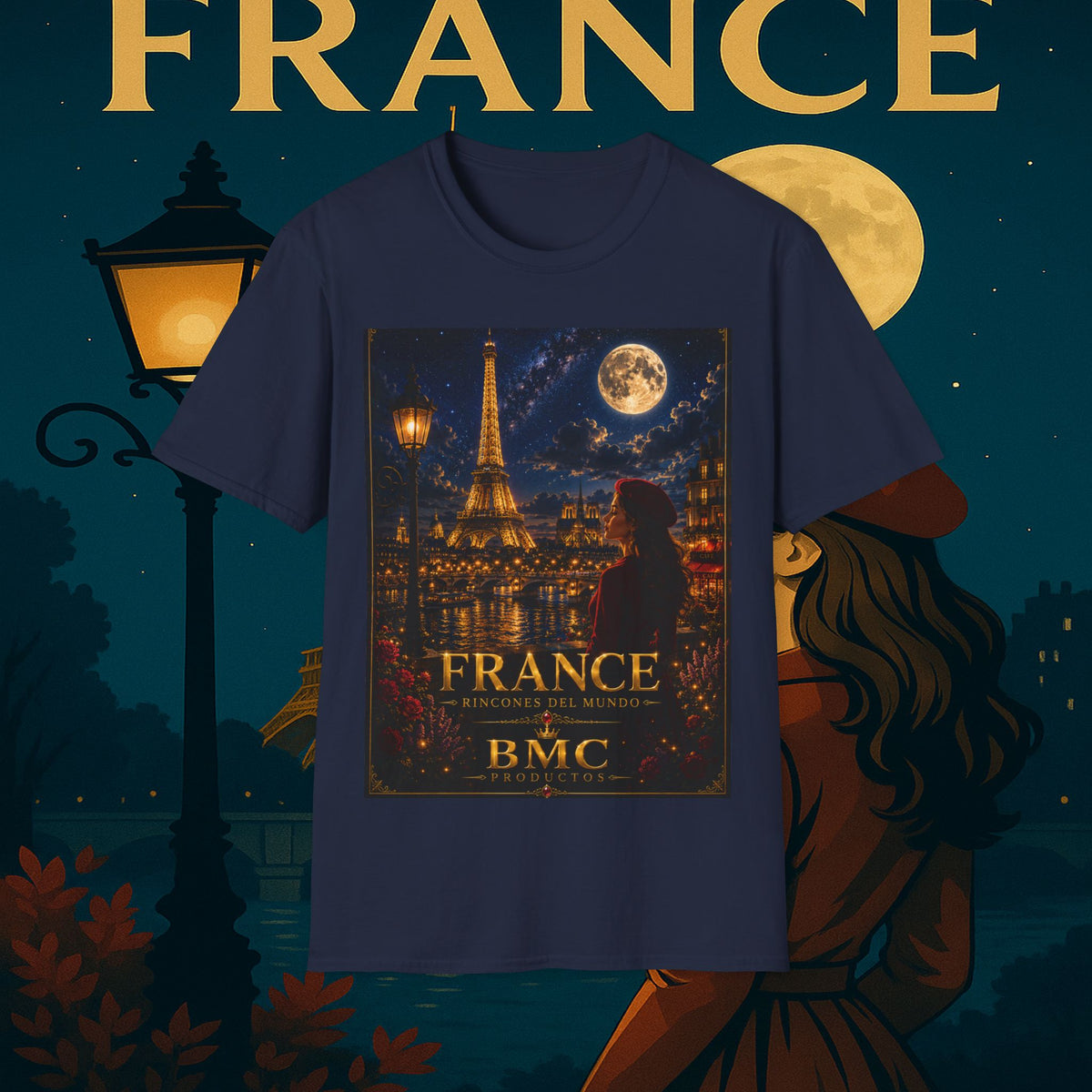"Camiseta Francia: Romance bajo la Luna 🌙🗼✨"