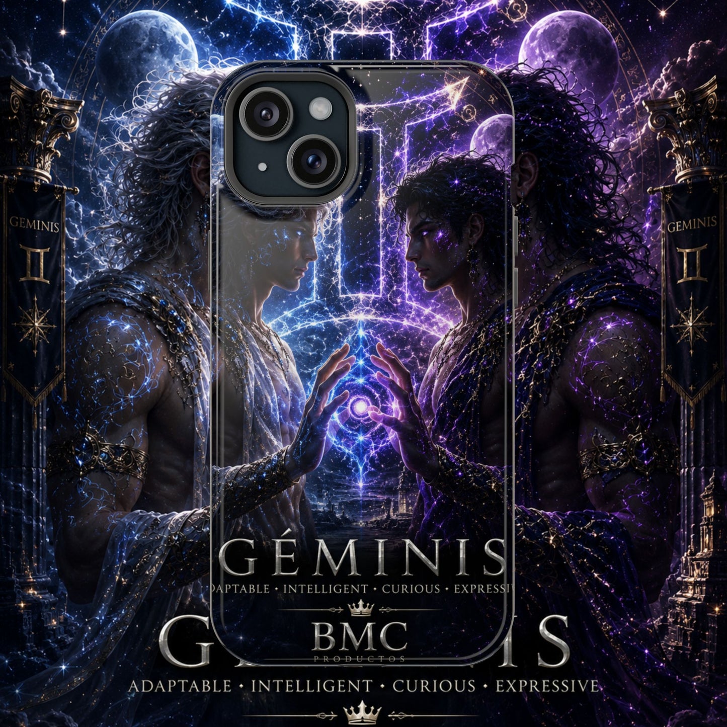 "Funda Magnética Reforzada♊ Géminis — Reflejo del alma dividida"