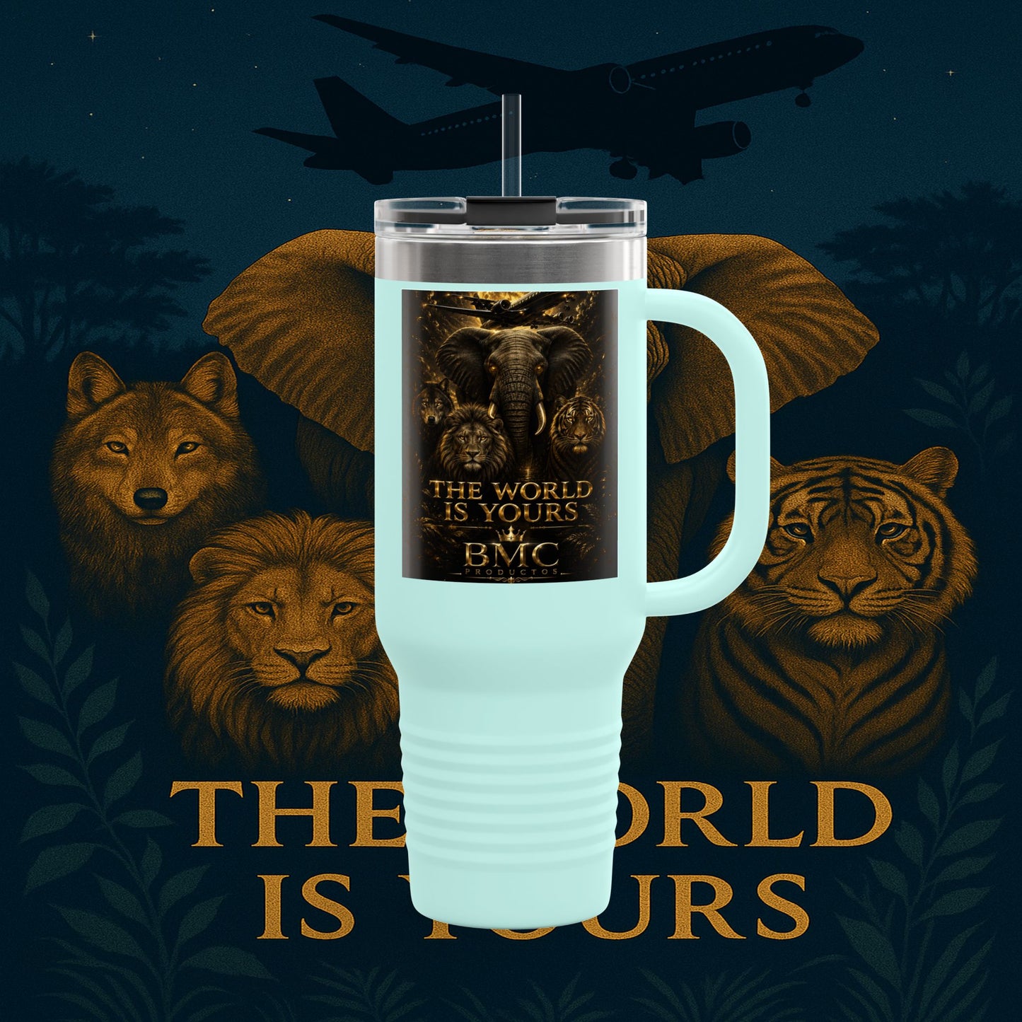 "Taza de viaje aislada El mundo es tuyo"🌍✨