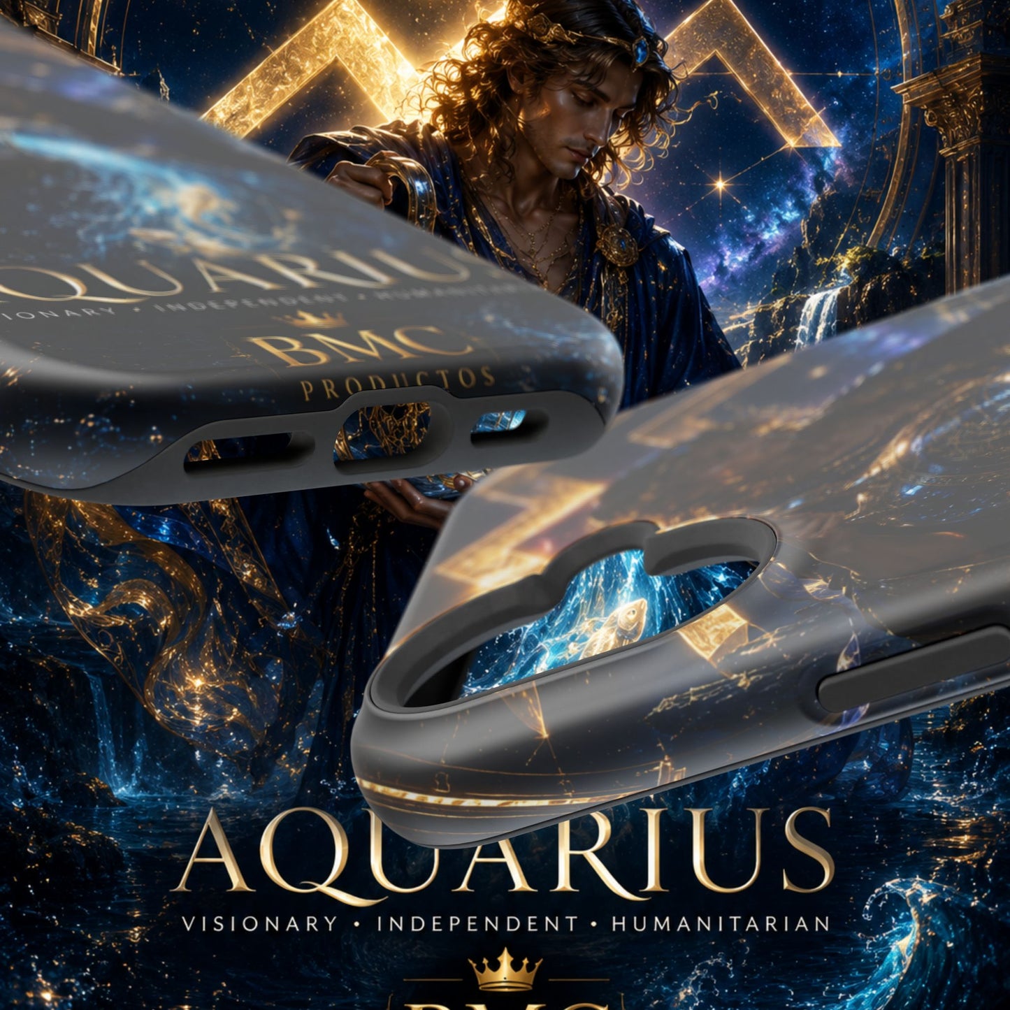 "Funda Magnética Reforzada♒ ACUARIO – El Visionario del Cielo y el Agua"