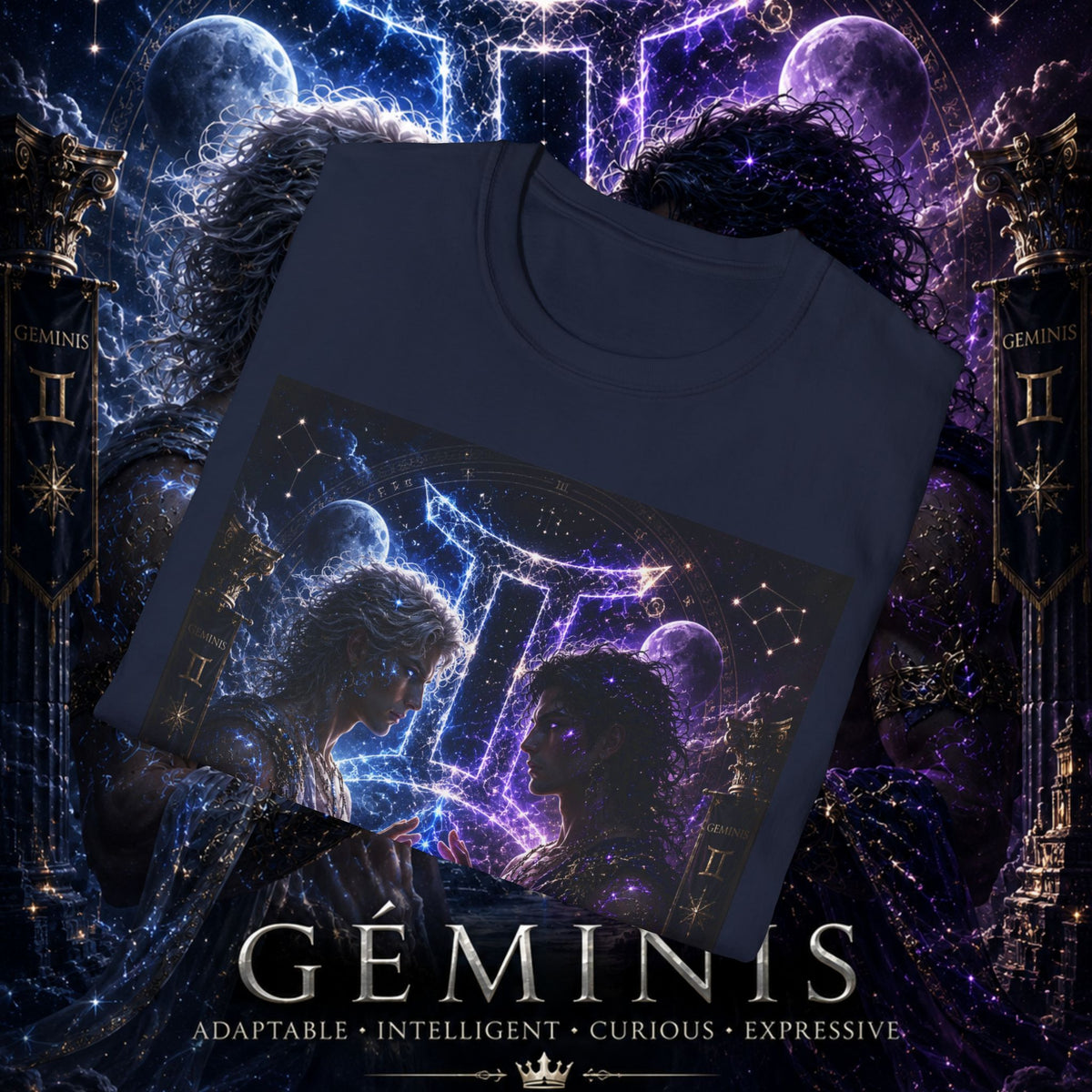 "Camiseta ♊ Géminis — Reflejo del alma dividida"