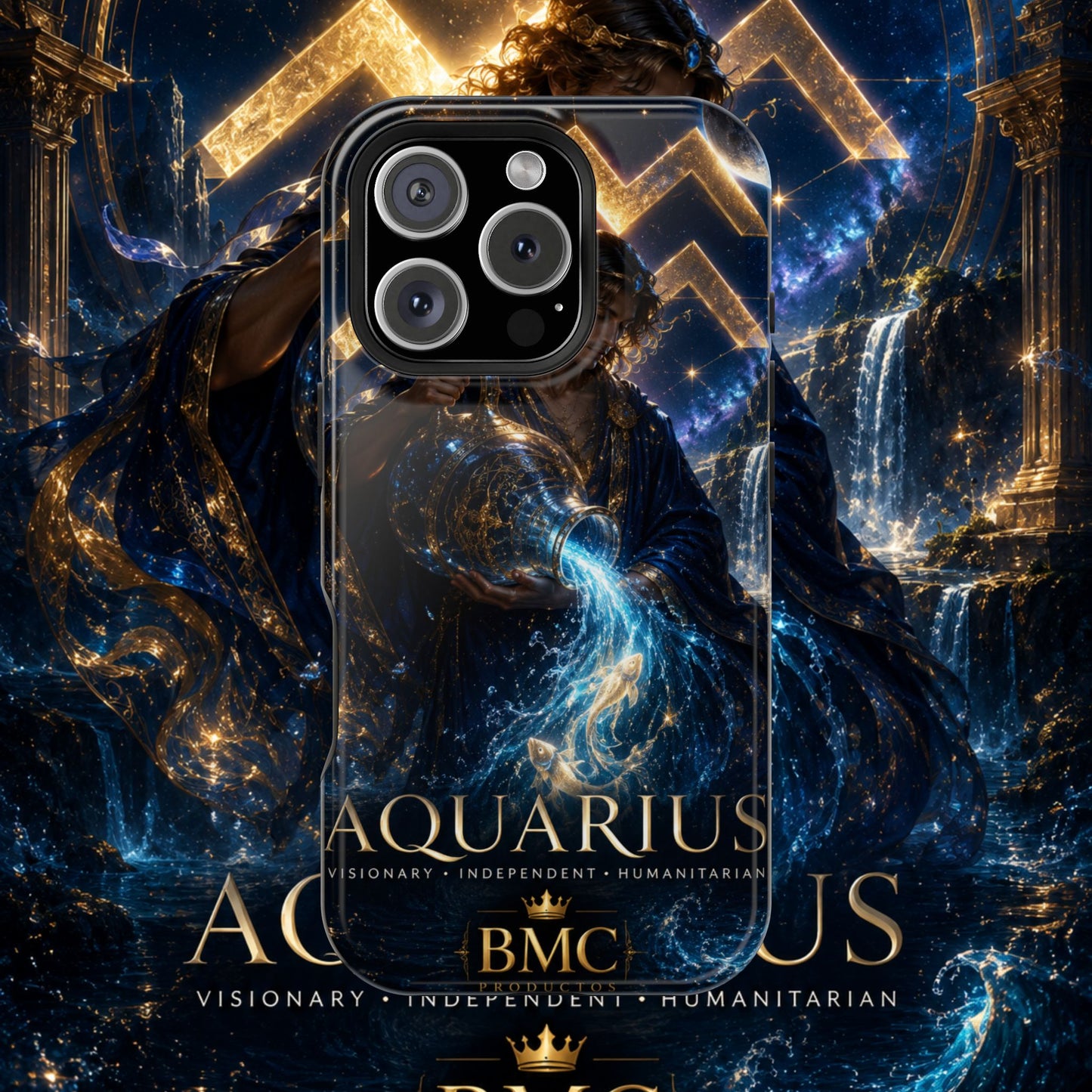 "Funda Magnética Reforzada♒ ACUARIO – El Visionario del Cielo y el Agua"