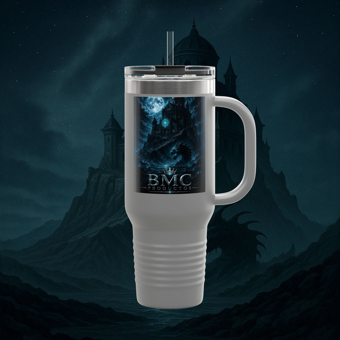 "Taza de viaje aislada 🏛️Fortaleza del Olvido"
