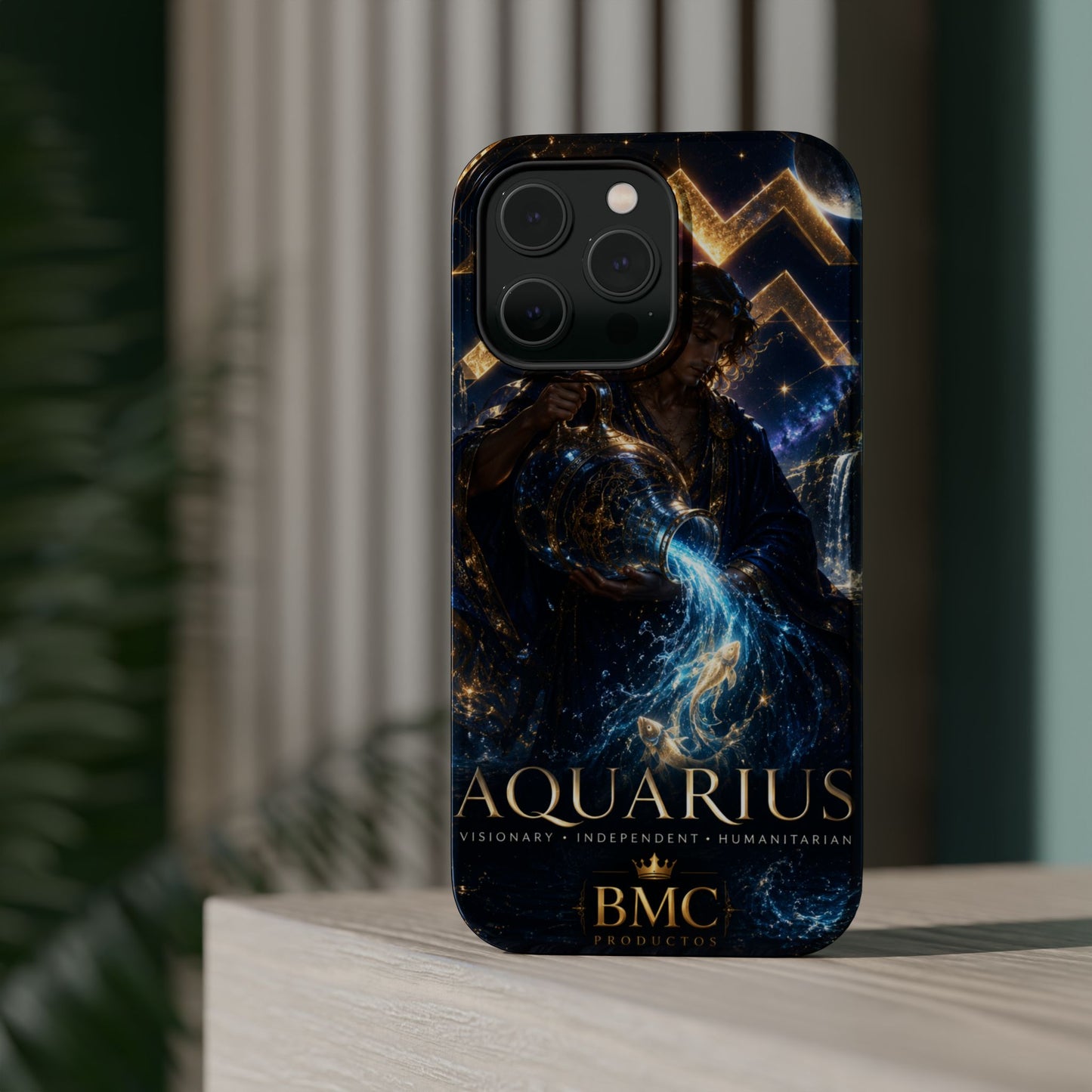 "Funda Magnética Reforzada♒ ACUARIO – El Visionario del Cielo y el Agua"