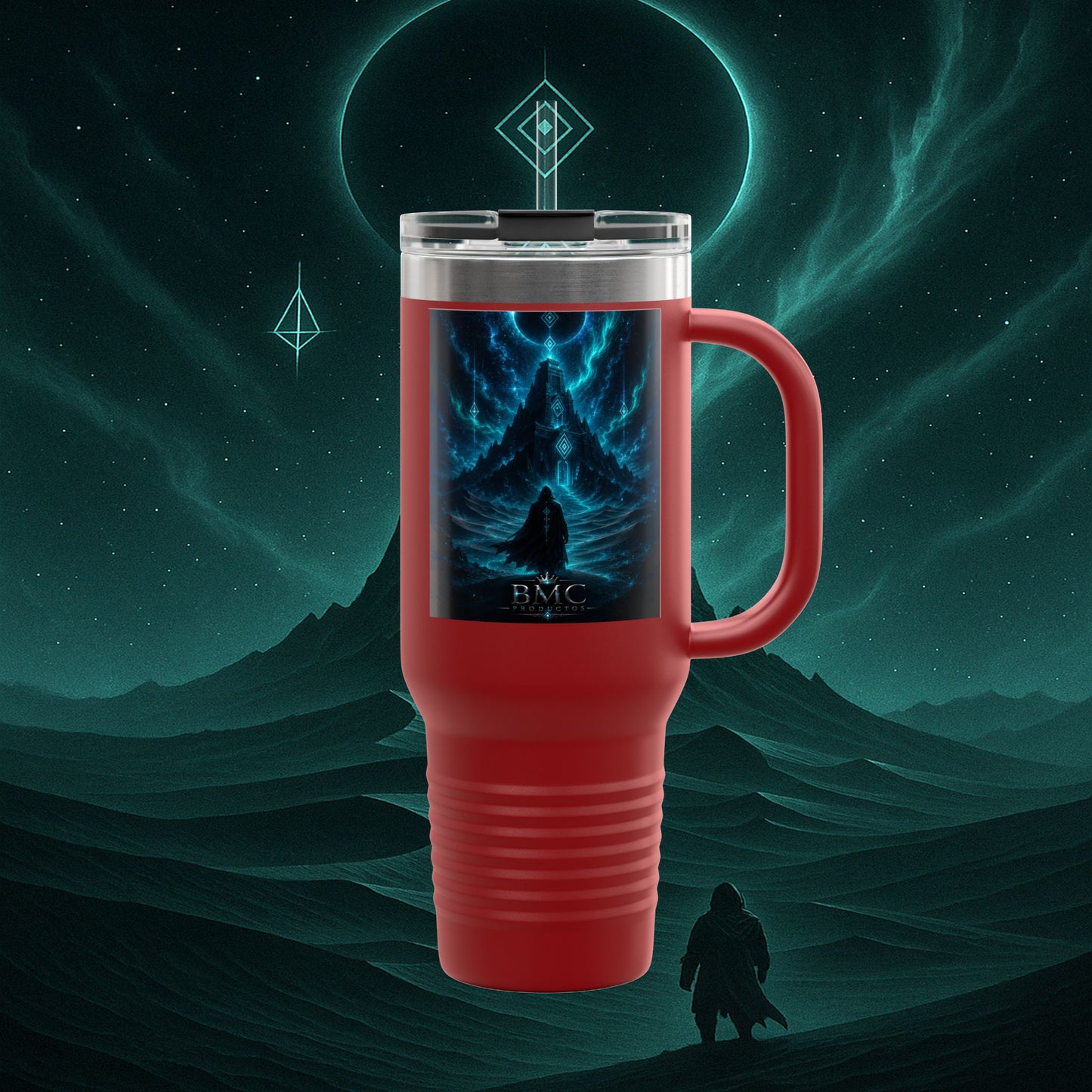 "Taza de viaje aislada🪐Templo del Cosmos"