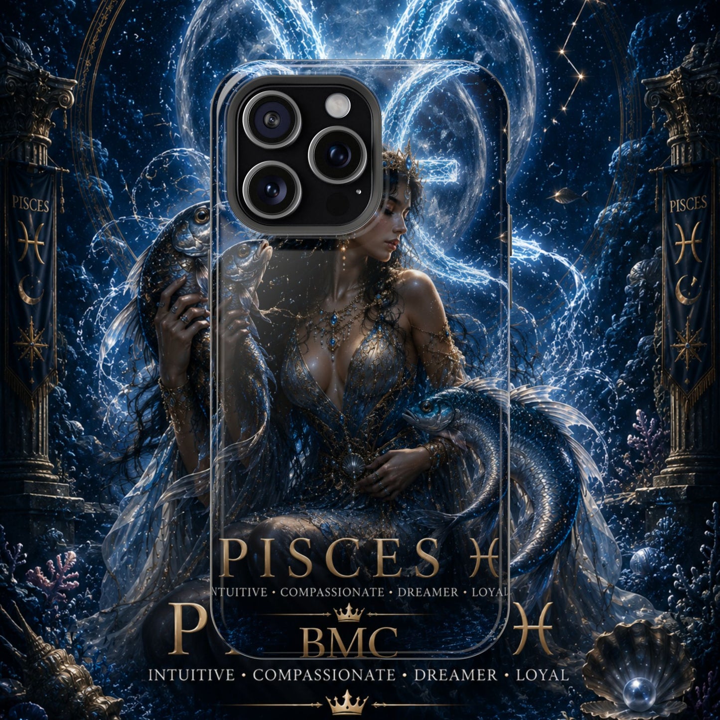 "Funda Magnética Reforzada Piscis M— La Guardiana de las Profundidades"