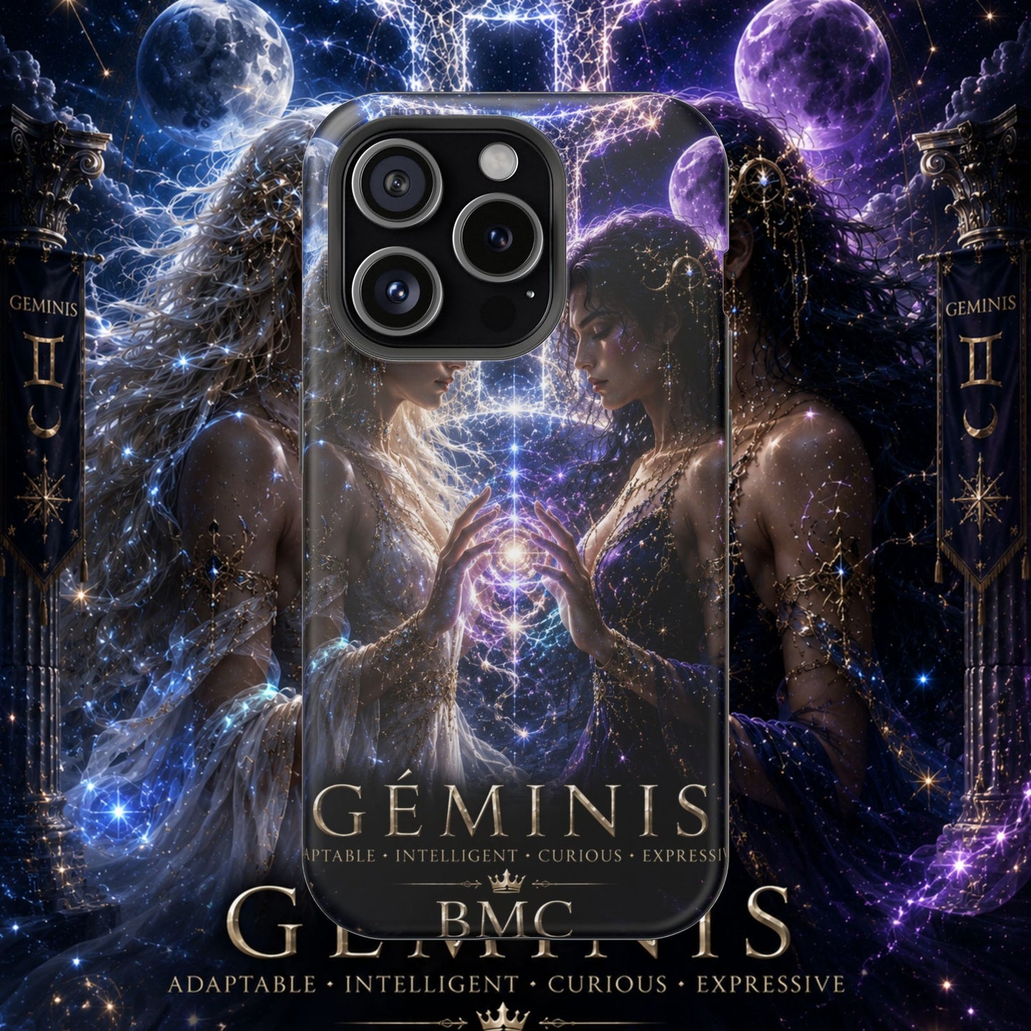 "Funda Magnética Reforzada♊ Géminis M— Reflejo del alma dividida"