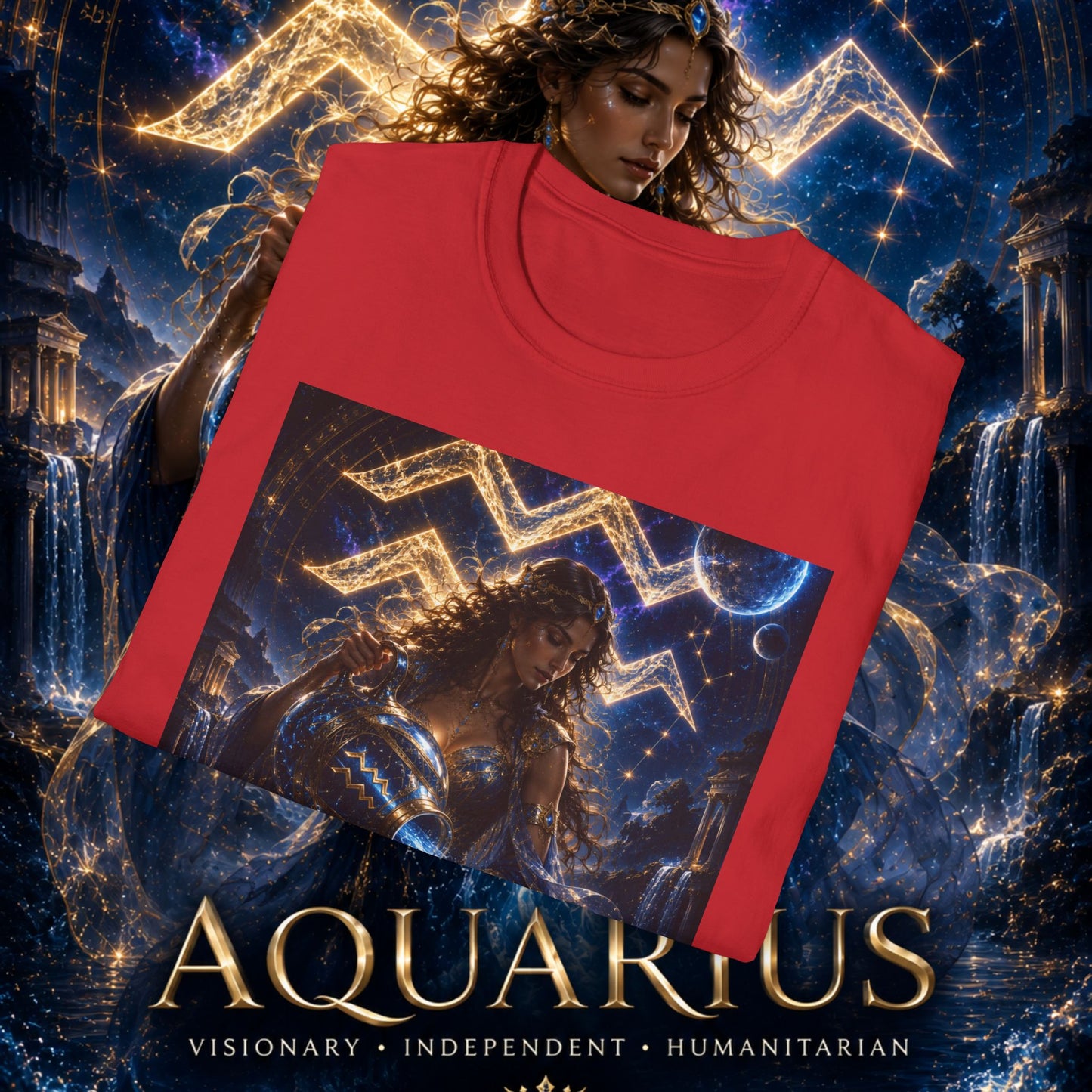 "Camiseta ♒ ACUARIO M– La Visionaria del Cielo y el Agua"