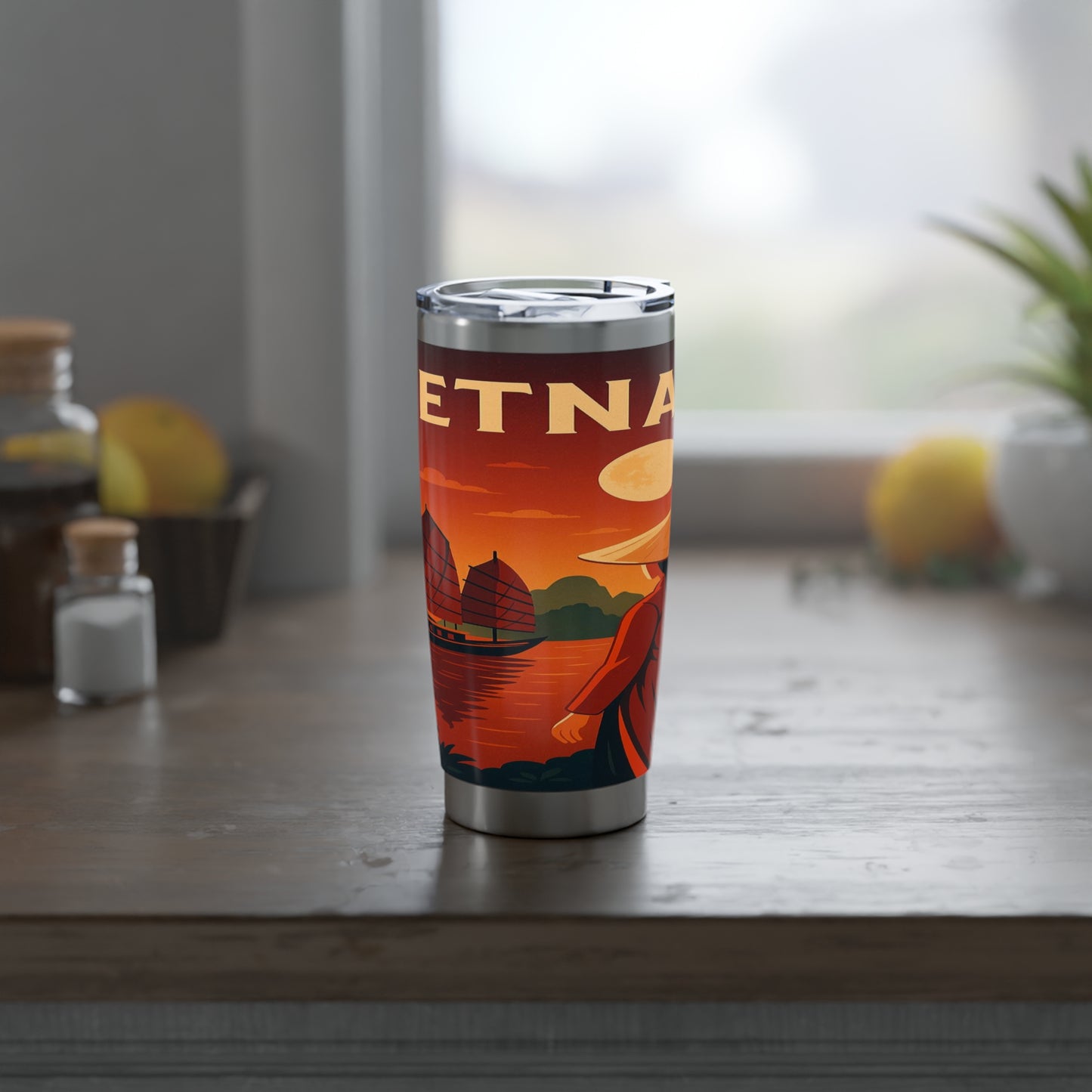 "Vaso Térmico Vagabond 20oz Vietnam: Tradición, Naturaleza y Leyendas Ancestrales 🎋🏯🐉"