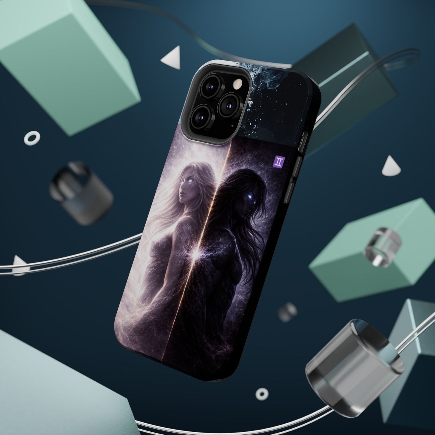"Funda Magnética Reforzada♊ Géminis — Reflejo del alma dividida"