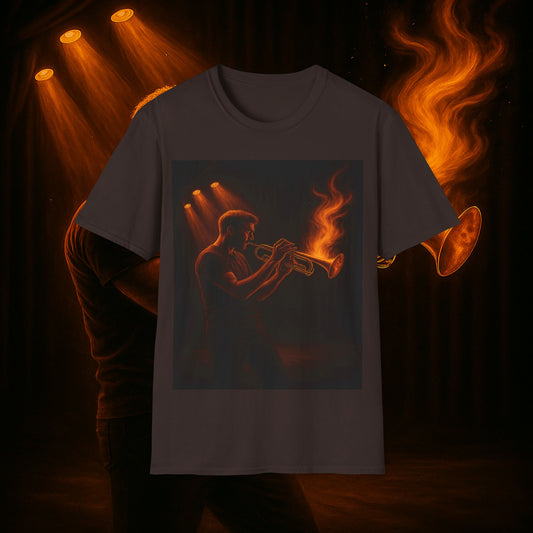"Trumpet T-shirt 🎺🔥Where there's fire, there's music.”
