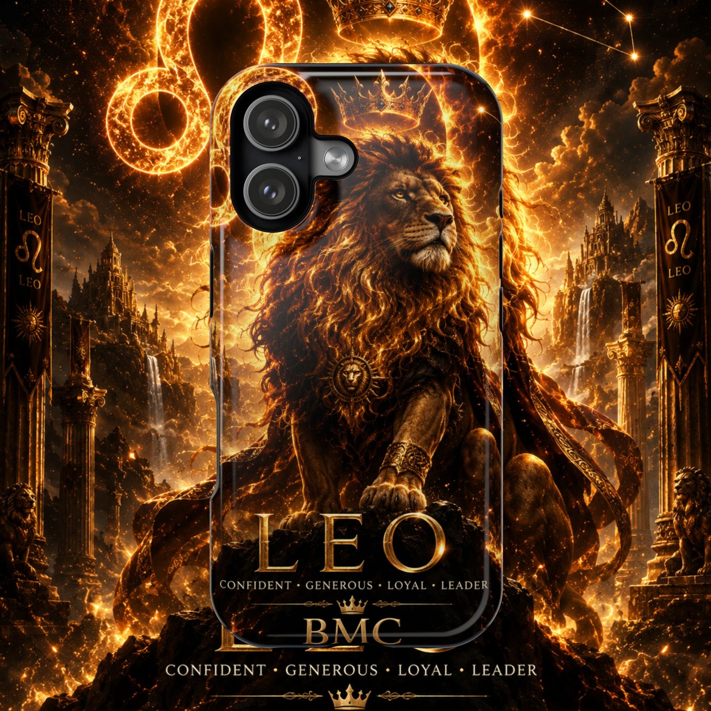 "Funda Magnética Reforzada ♌ Leo — Soberano del fuego eterno"