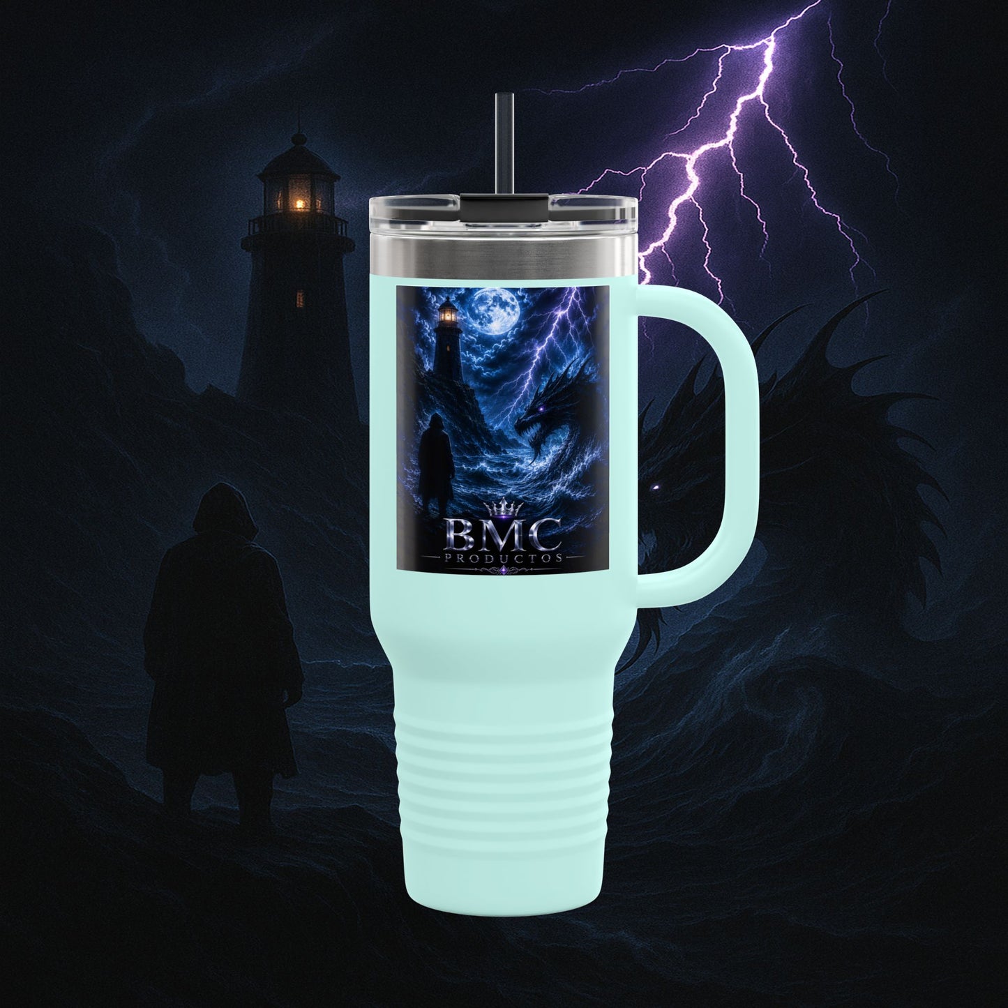 "Taza de viaje aislada🐉 El Despertar del Leviatán"