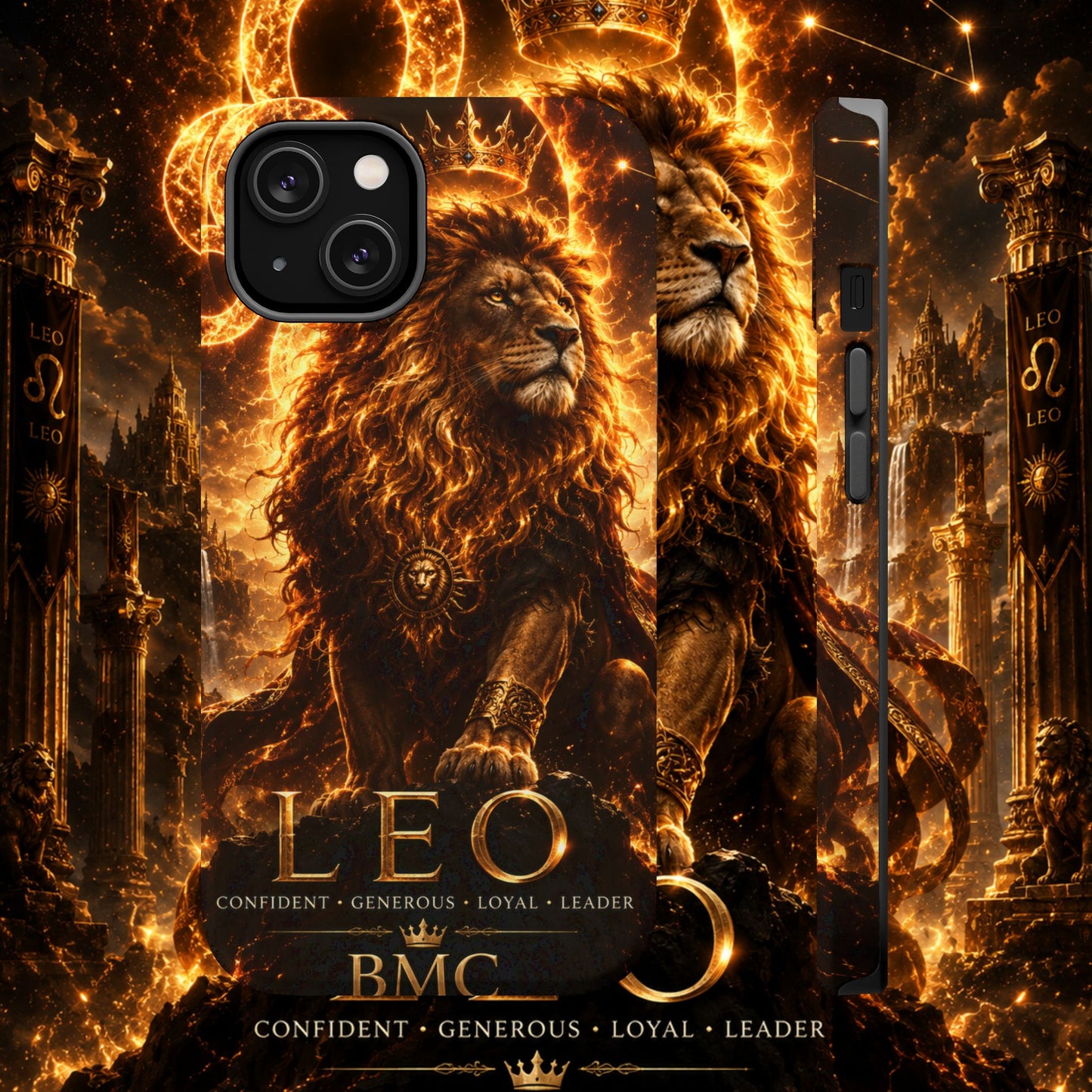 "Funda Magnética Reforzada ♌ Leo — Soberano del fuego eterno"