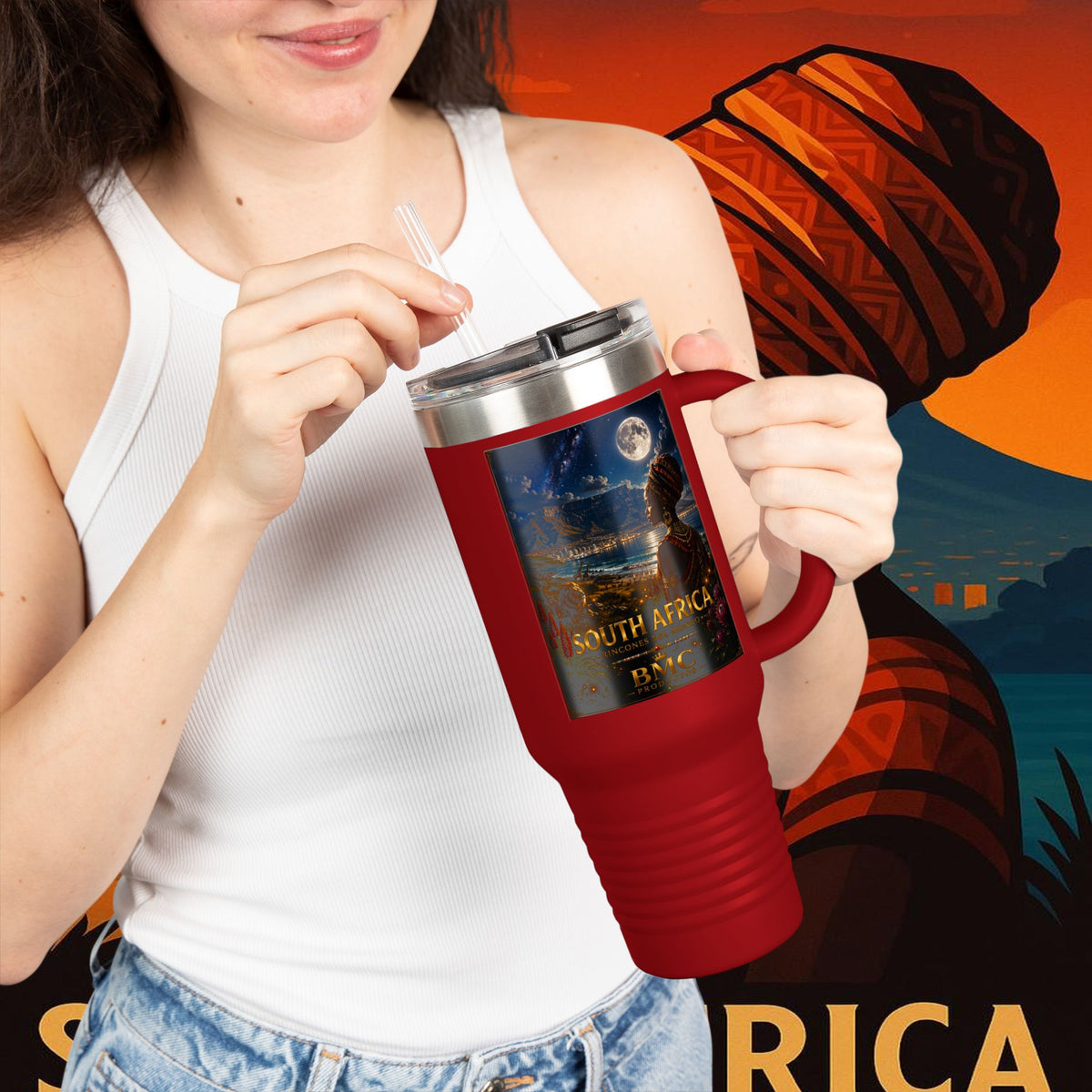 "taza de Viaje Aislada Sudáfrica 🌍 – Un mundo de aventuras y diversidad"