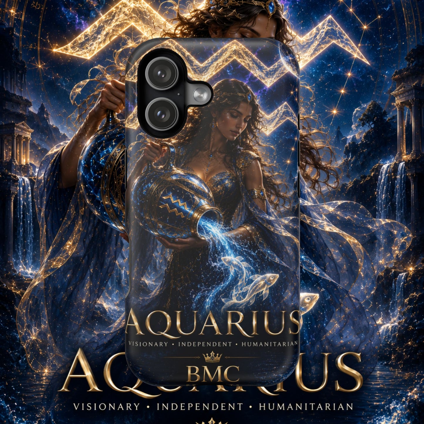"Funda Magnética Reforzada♒ ACUARIO M– La Visionaria del Cielo y el Agua"