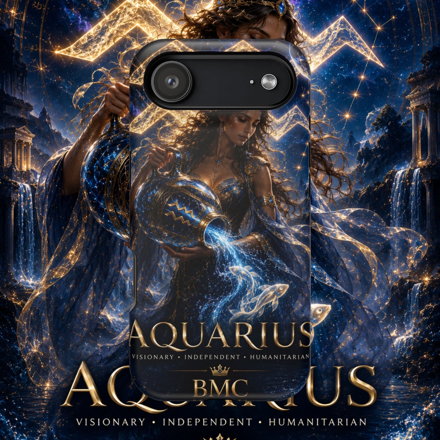 "Funda Magnética Reforzada♒ ACUARIO M– La Visionaria del Cielo y el Agua"