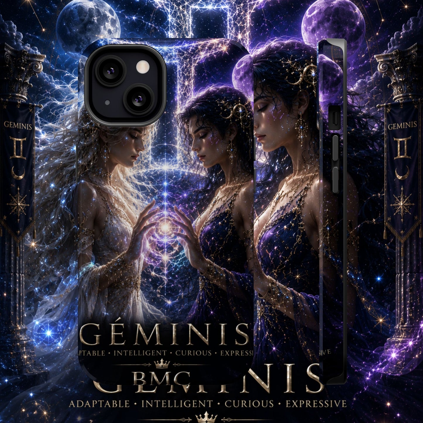 "Funda Magnética Reforzada♊ Géminis M— Reflejo del alma dividida"
