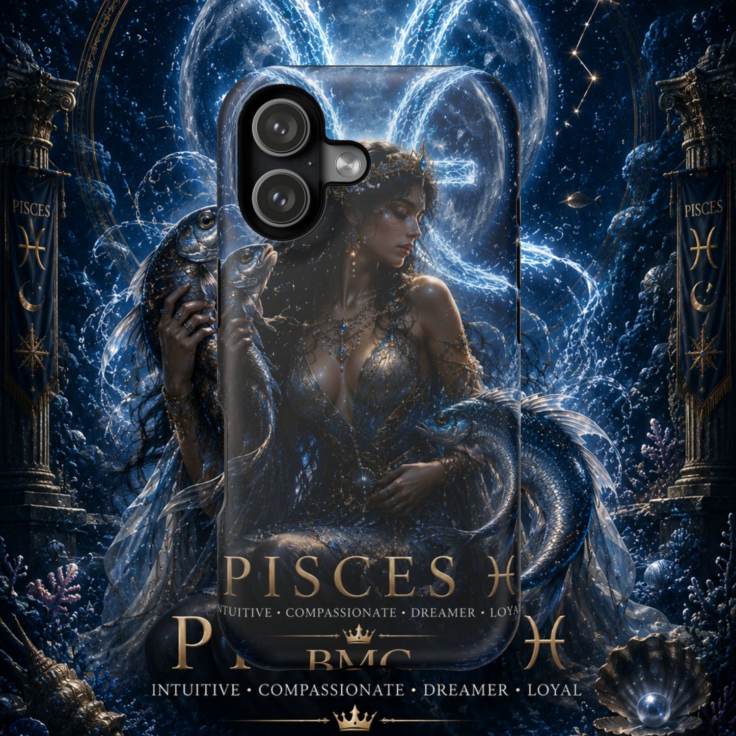 "Funda Magnética Reforzada Piscis M— La Guardiana de las Profundidades"