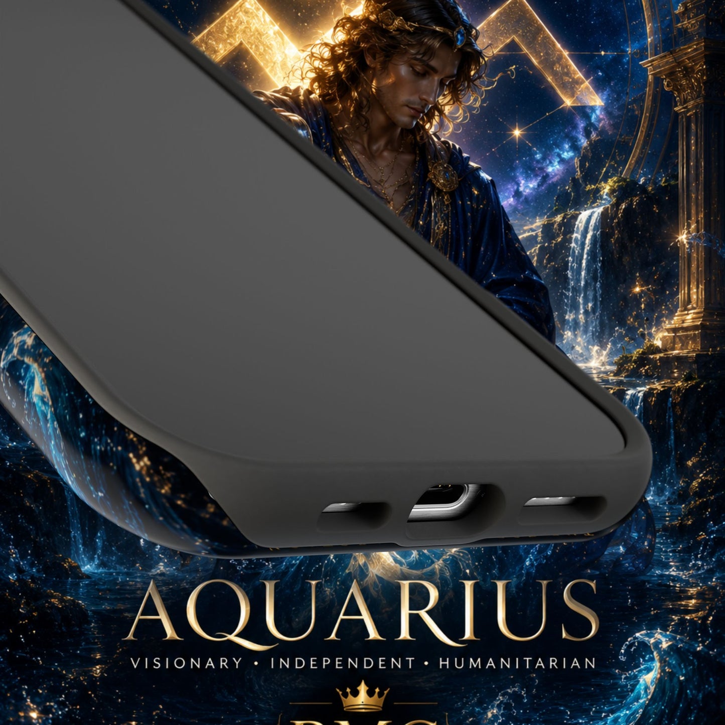 "Funda Magnética Reforzada♒ ACUARIO – El Visionario del Cielo y el Agua"