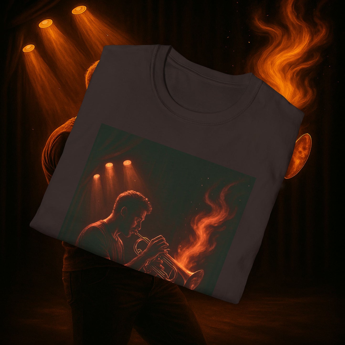 "Camiseta trompeta 🎺🔥Donde hay fuego, hay música.”