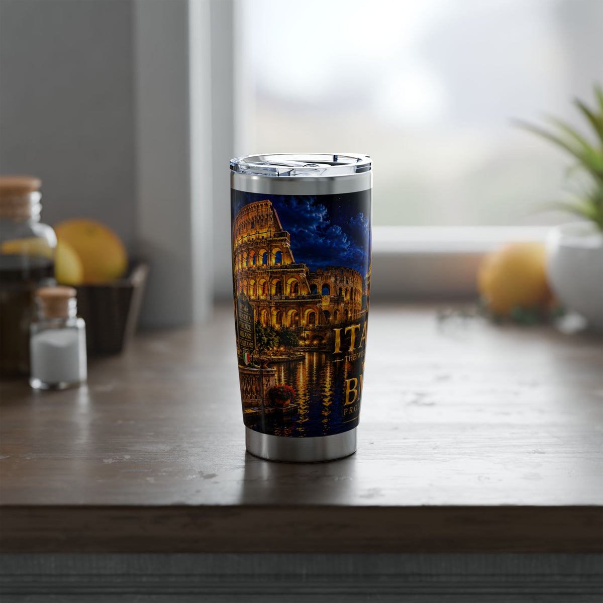"Vaso Térmico Vagabond 20oz Italia: Arte, Pasión y Sabores Eternos 🎨🍝🏛️"