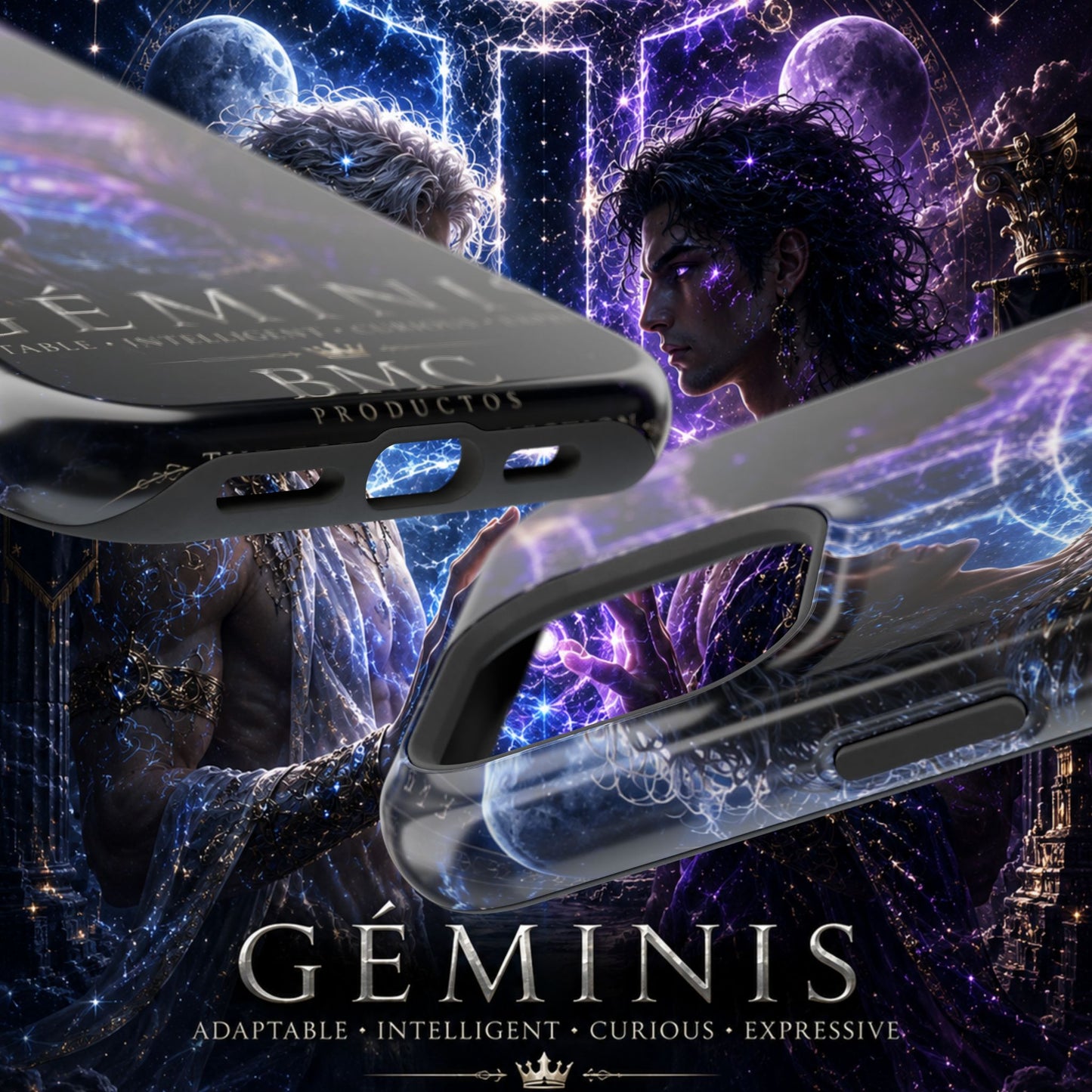 "Funda Magnética Reforzada♊ Géminis — Reflejo del alma dividida"