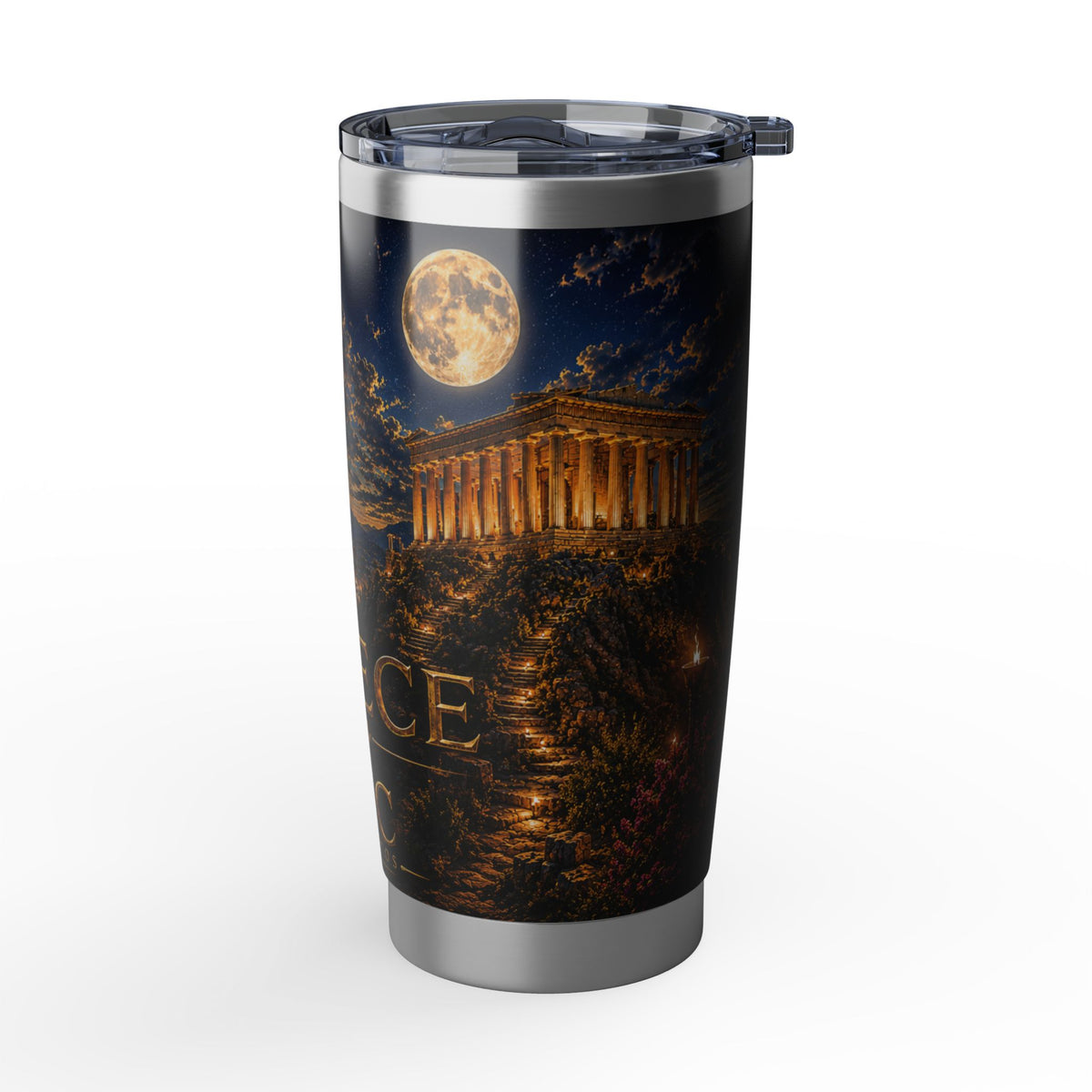 "Vaso Térmico Vagabond 20oz Grecia: Cuna de Dioses, Maravillas y Filosofía 🌊🏛️⚡"