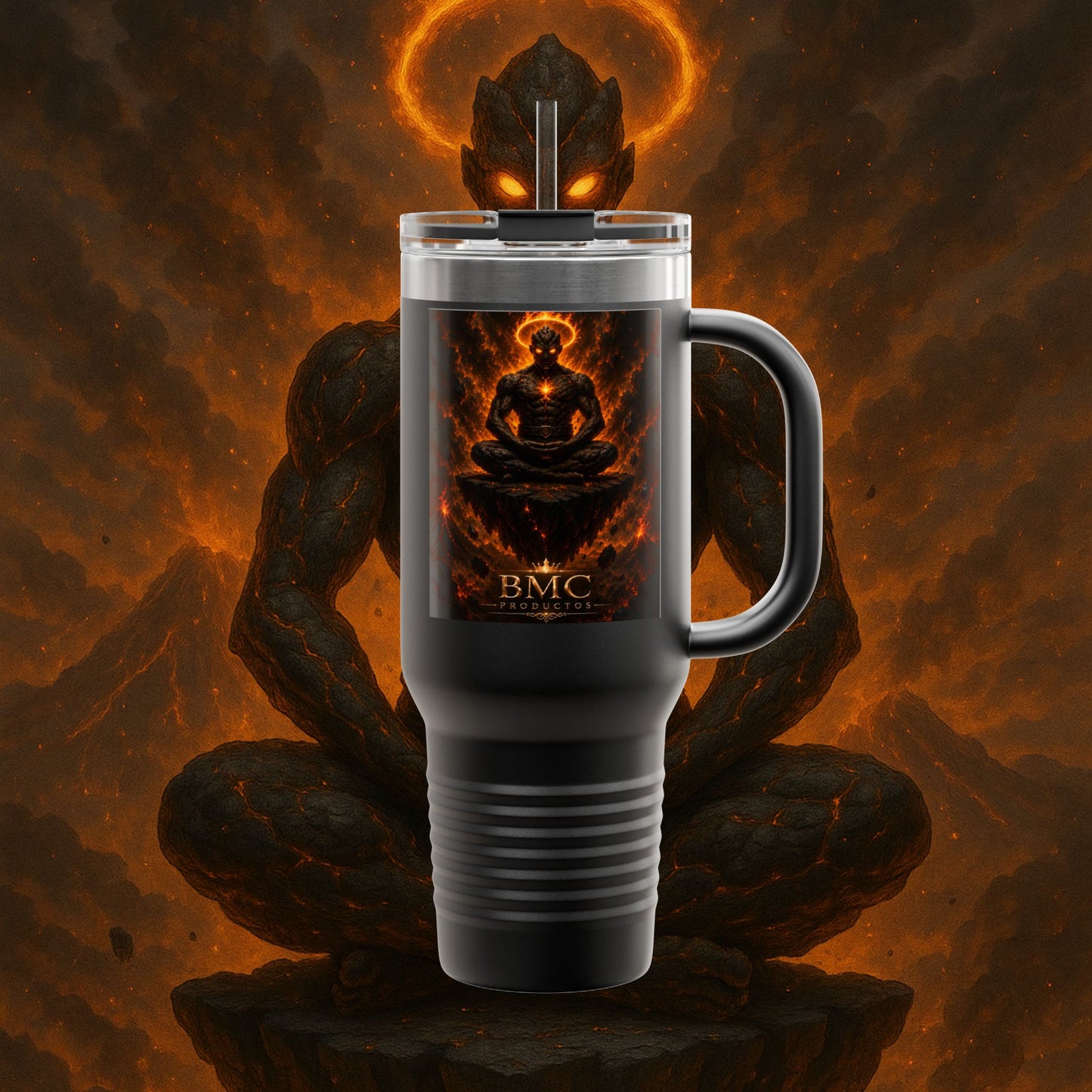 "Taza de viaje aislada Ignarh –🔥el Guardián del Silencio"