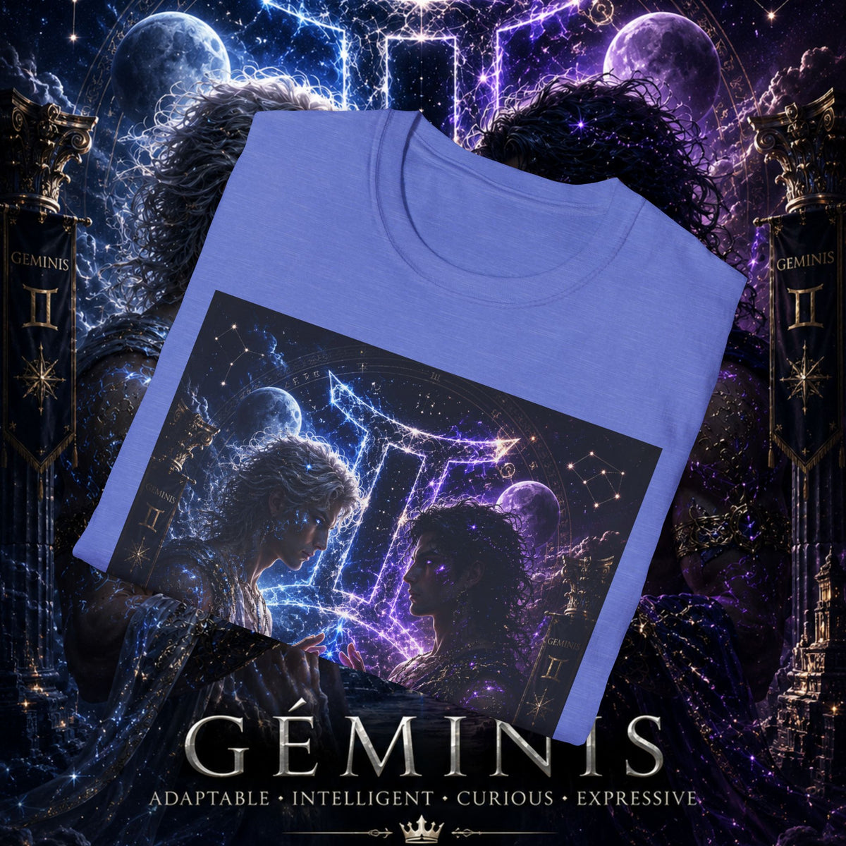 "Camiseta ♊ Géminis — Reflejo del alma dividida"