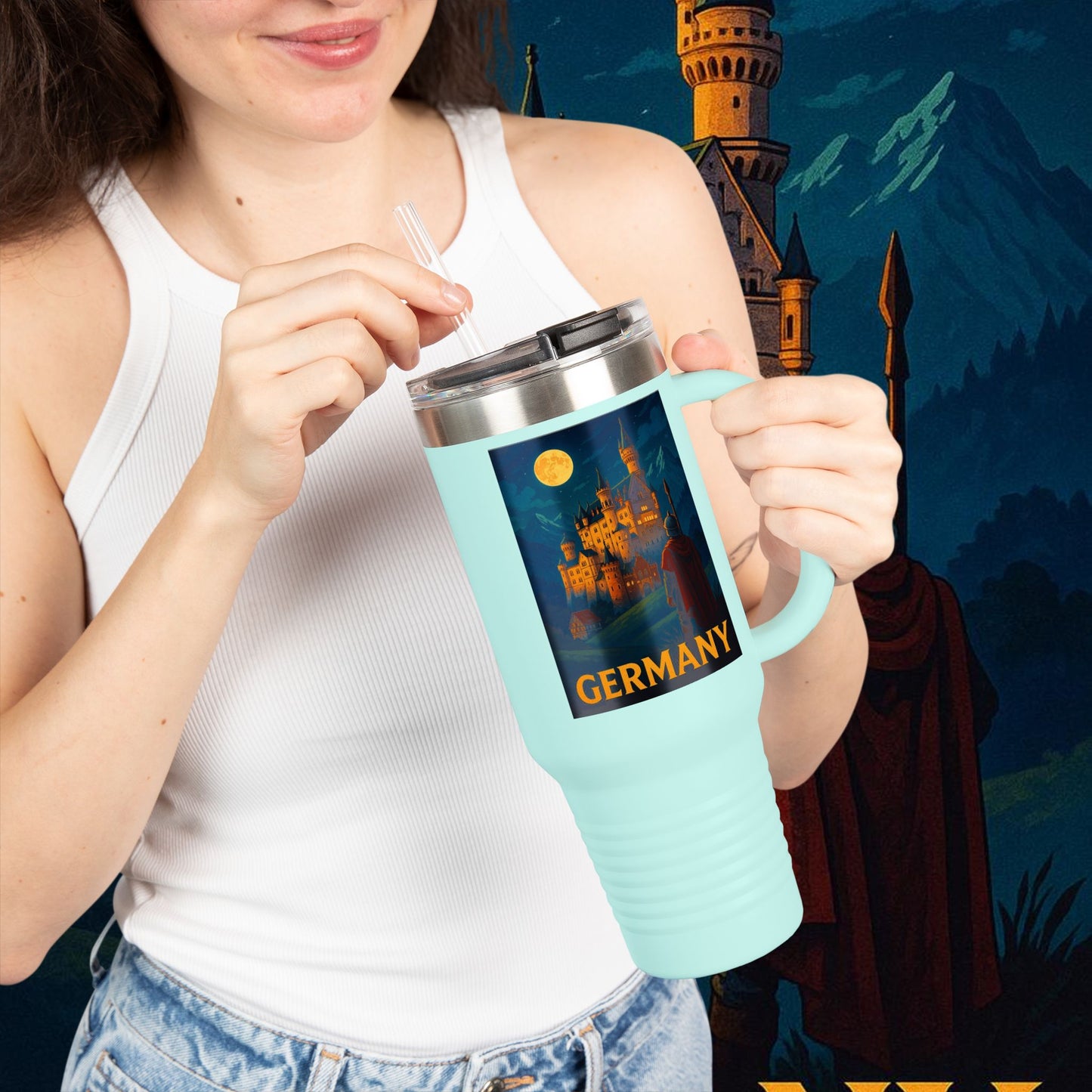"Insulated Travel Mug Germany: Strength, History and Tradition 🎖️🏰🍺"