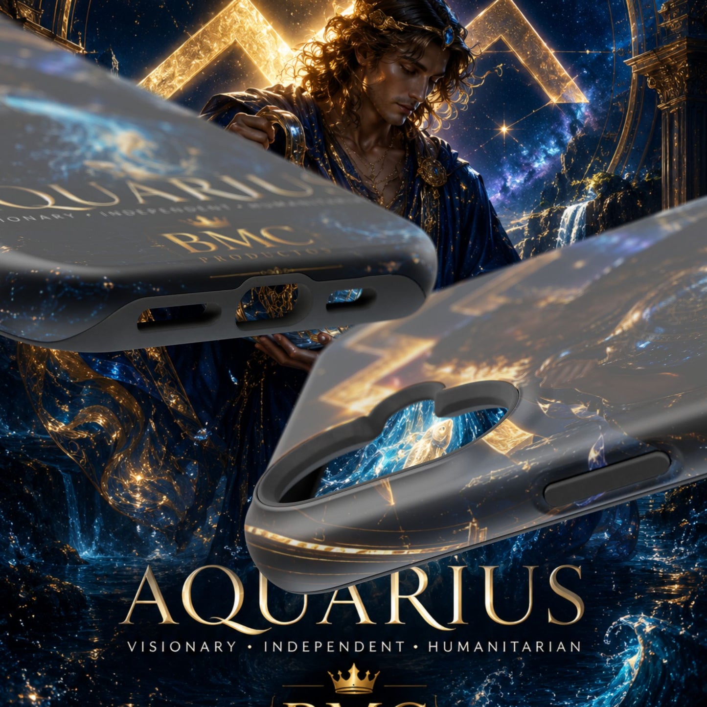 "Funda Magnética Reforzada♒ ACUARIO – El Visionario del Cielo y el Agua"