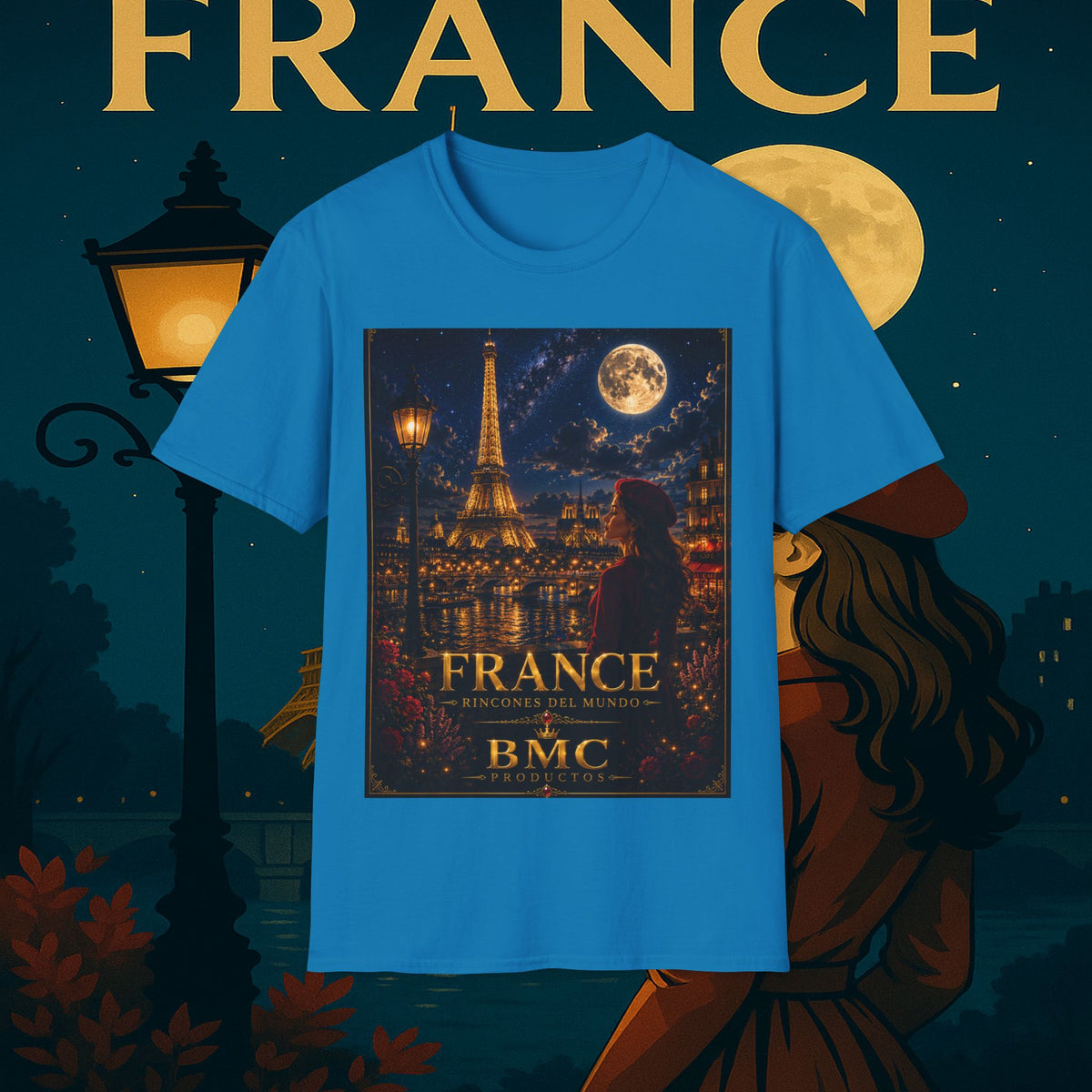 "Camiseta Francia: Romance bajo la Luna 🌙🗼✨"
