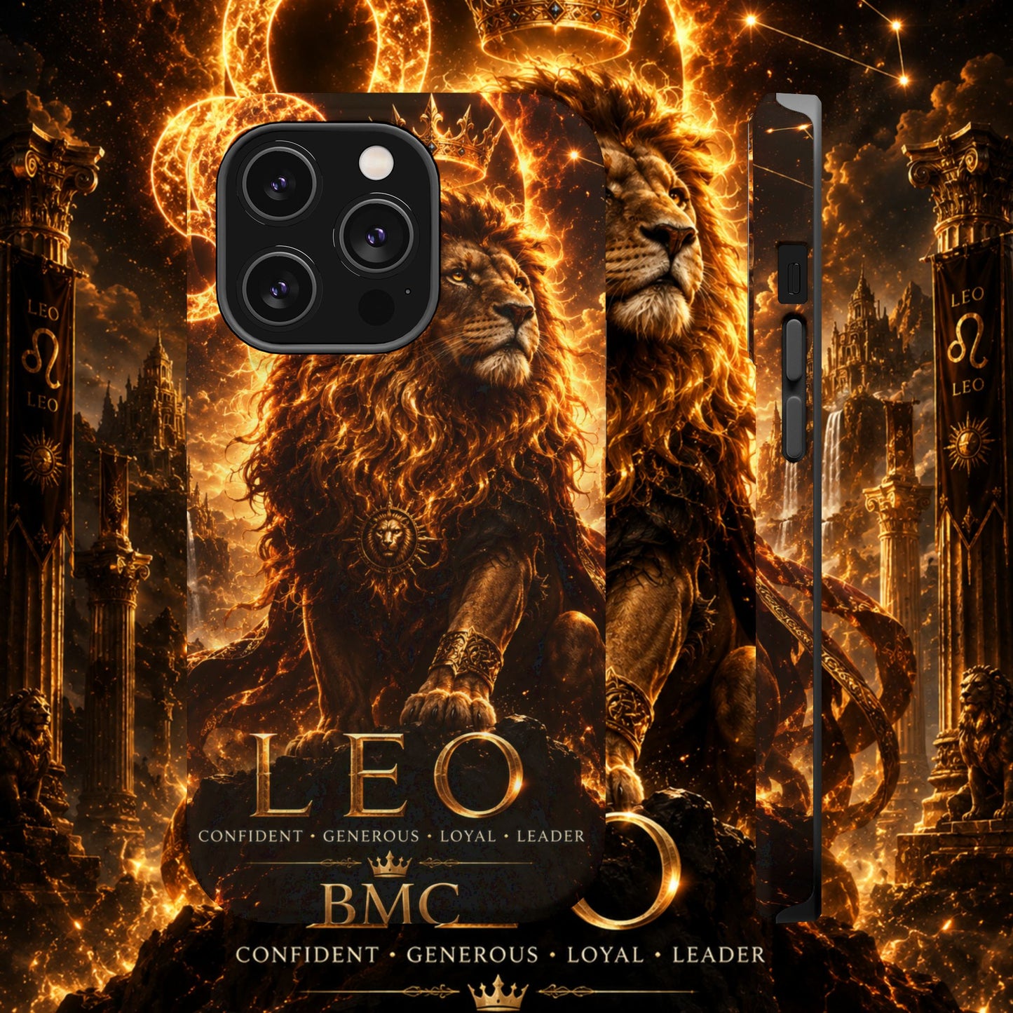 "Funda Magnética Reforzada ♌ Leo — Soberano del fuego eterno"