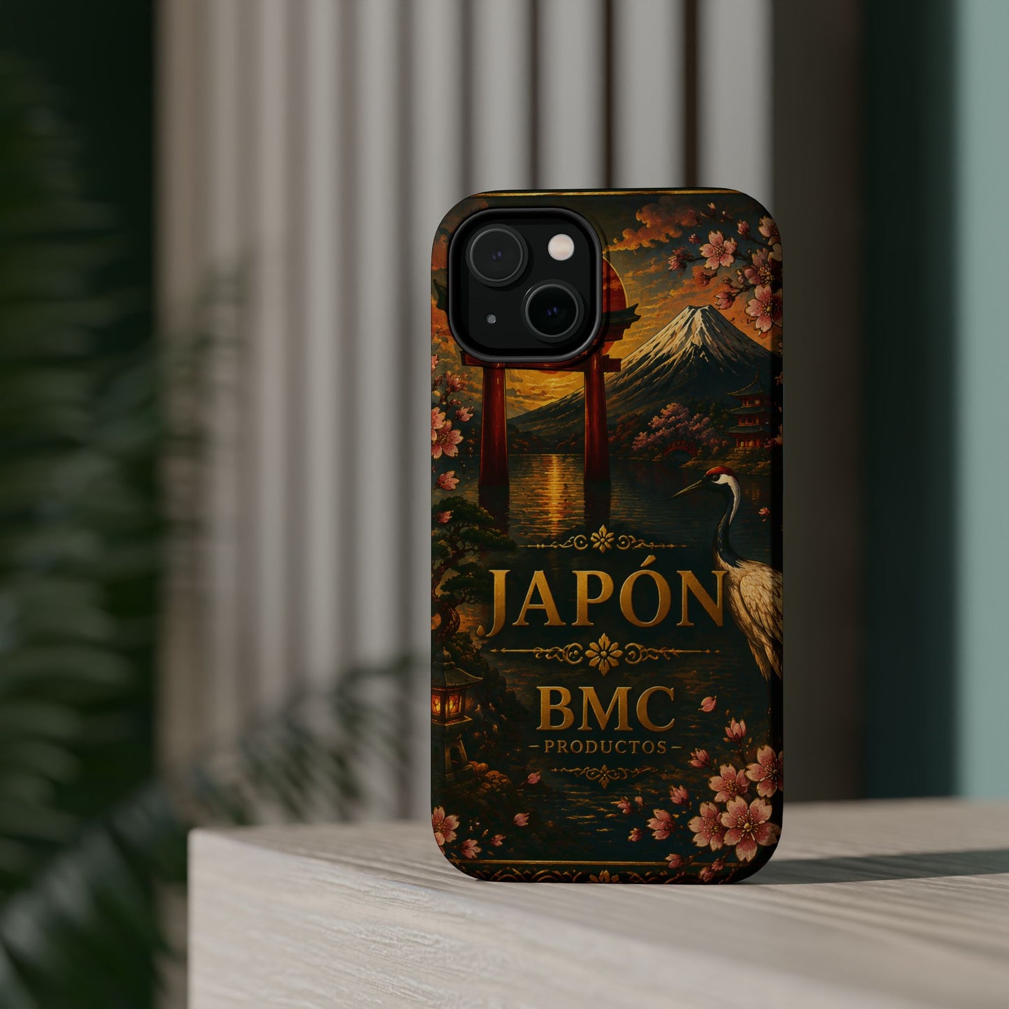 "Funda Magnética Reforzada Japón: Tradición entre Cerezos y Montañas 🌸⛩️🗻"