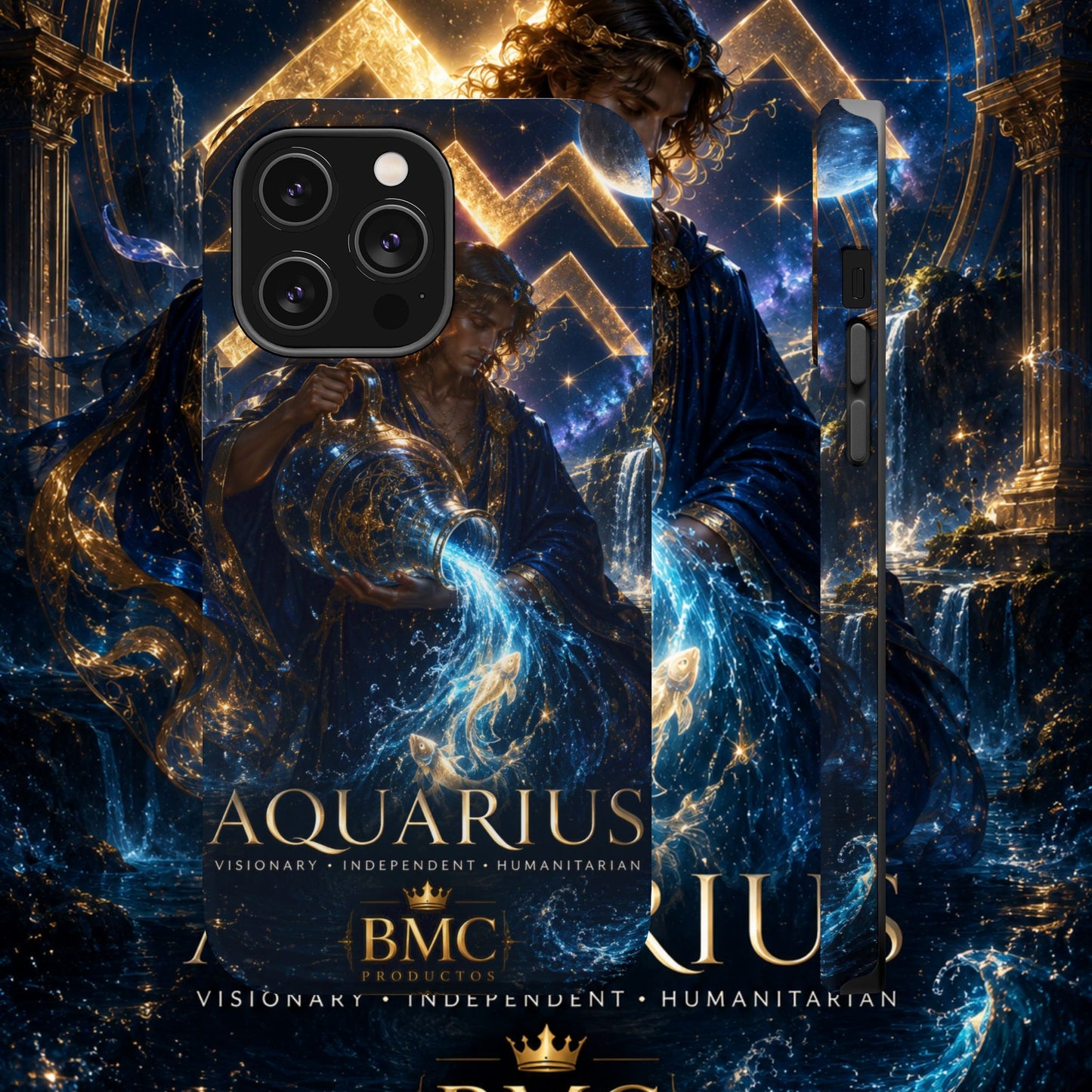 "Funda Magnética Reforzada♒ ACUARIO – El Visionario del Cielo y el Agua"