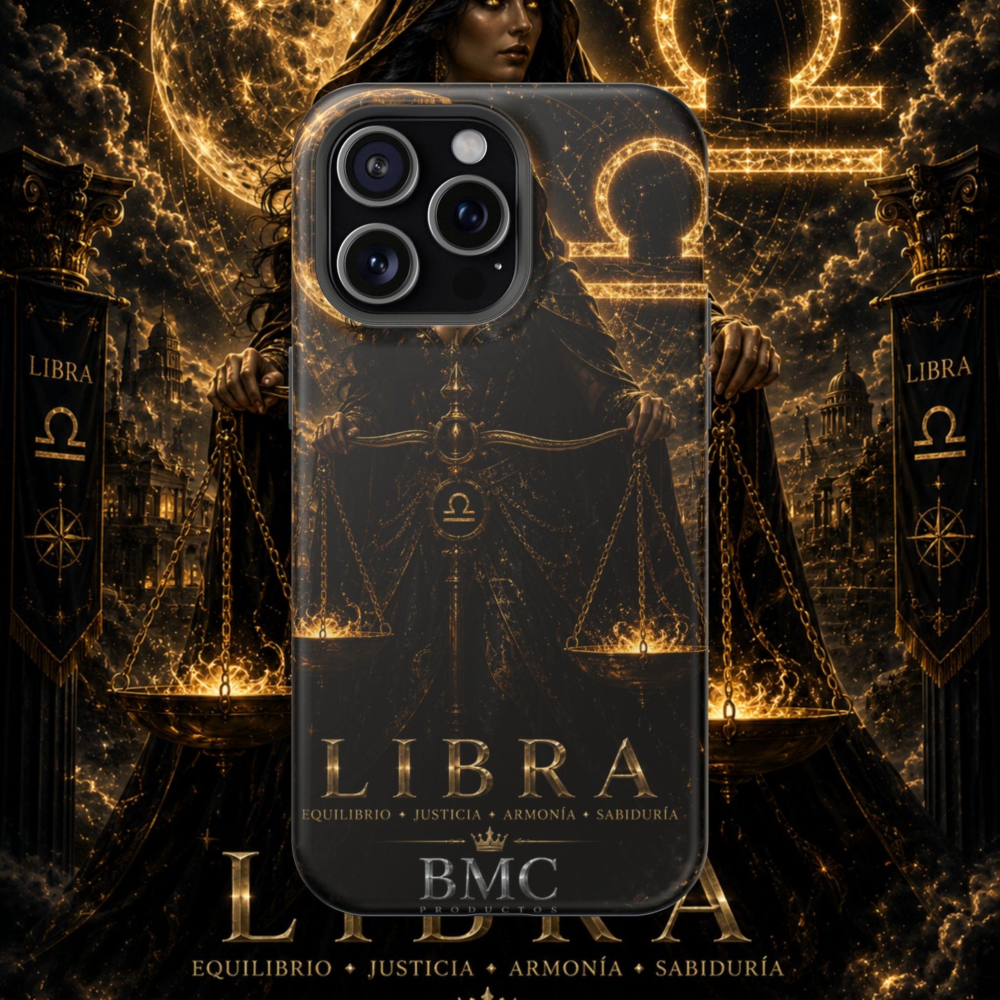 "Funda Magnética Reforzada libra– La Guardiana del Equilibrio"