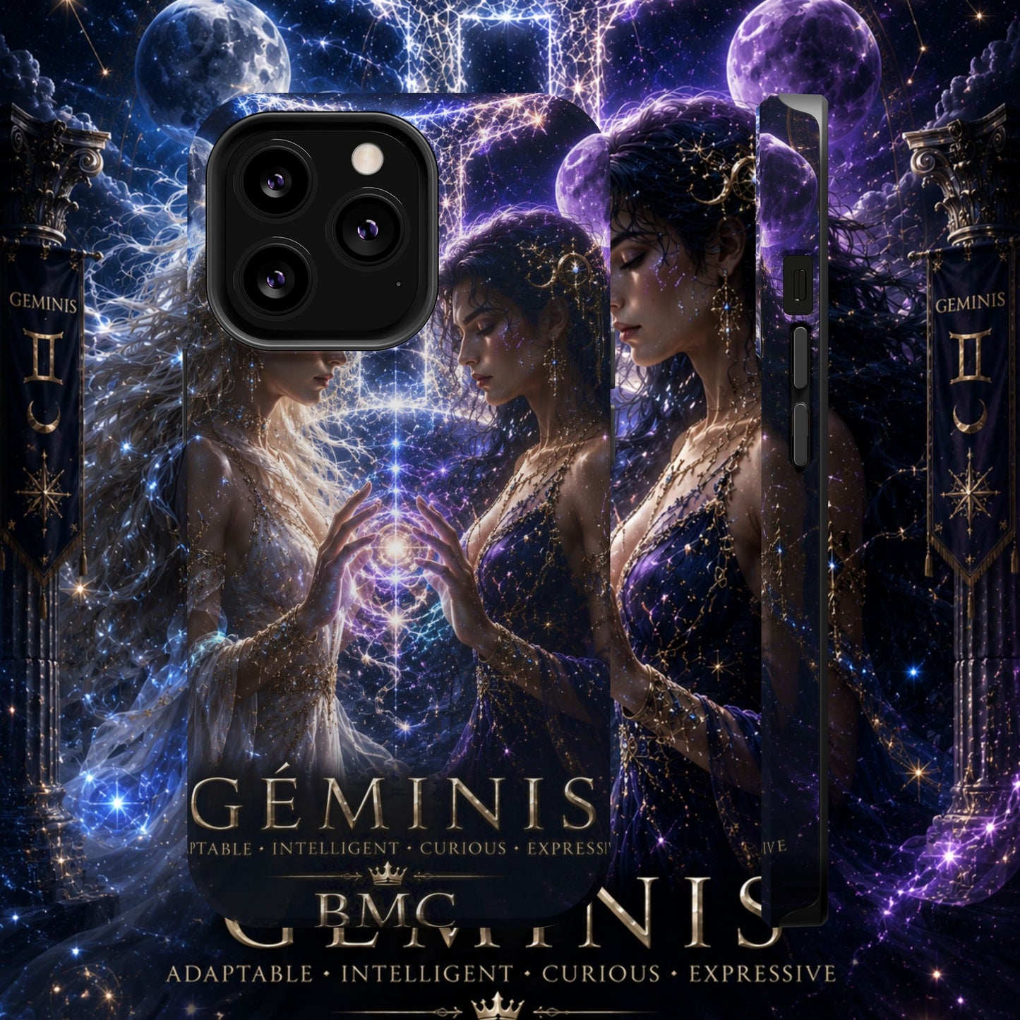 "Funda Magnética Reforzada♊ Géminis M— Reflejo del alma dividida"